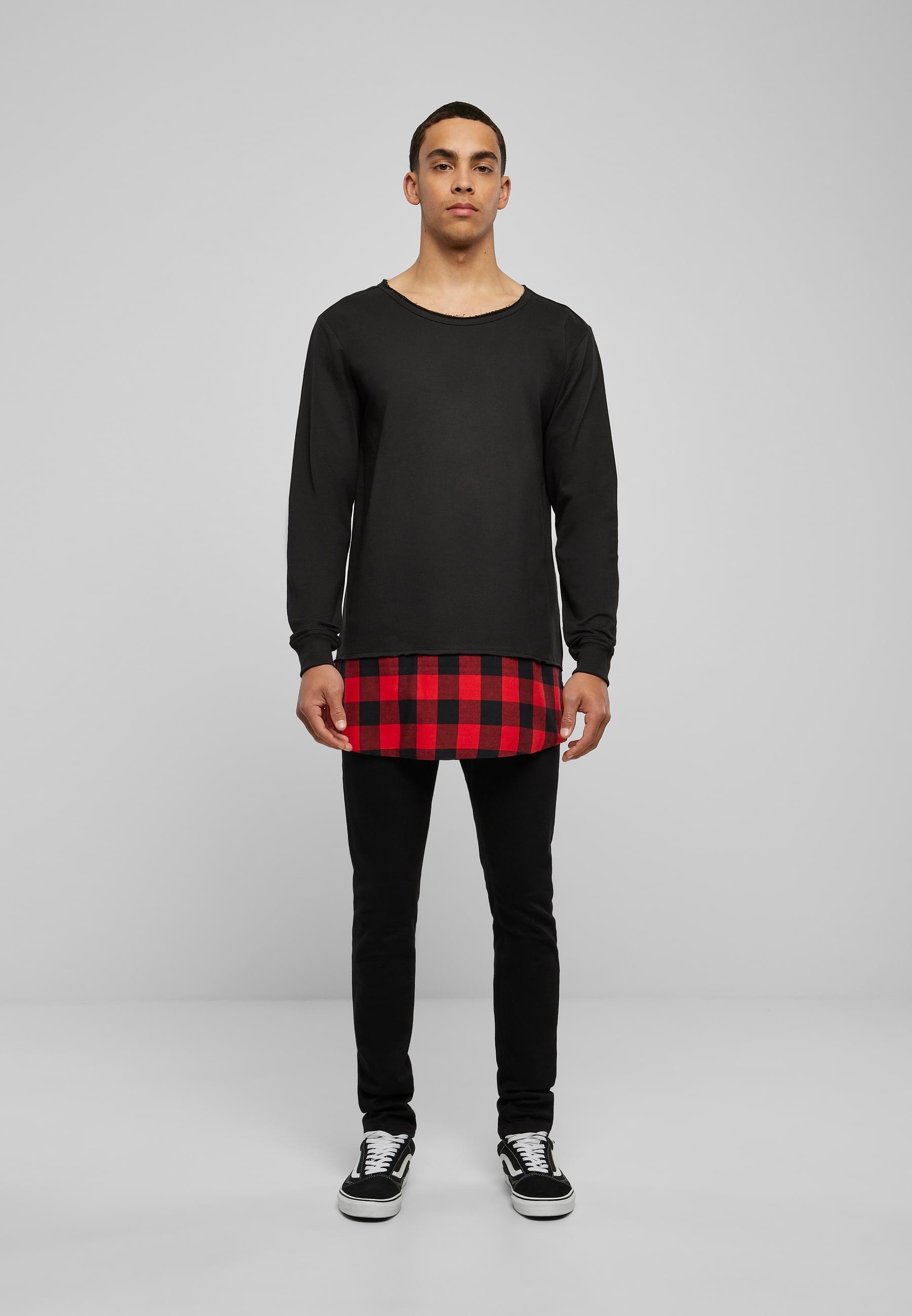 URBAN CLASSICS Rundhalspullover »Urban Classics Herren Long Flanell Bottom Open Edge Crewneck«