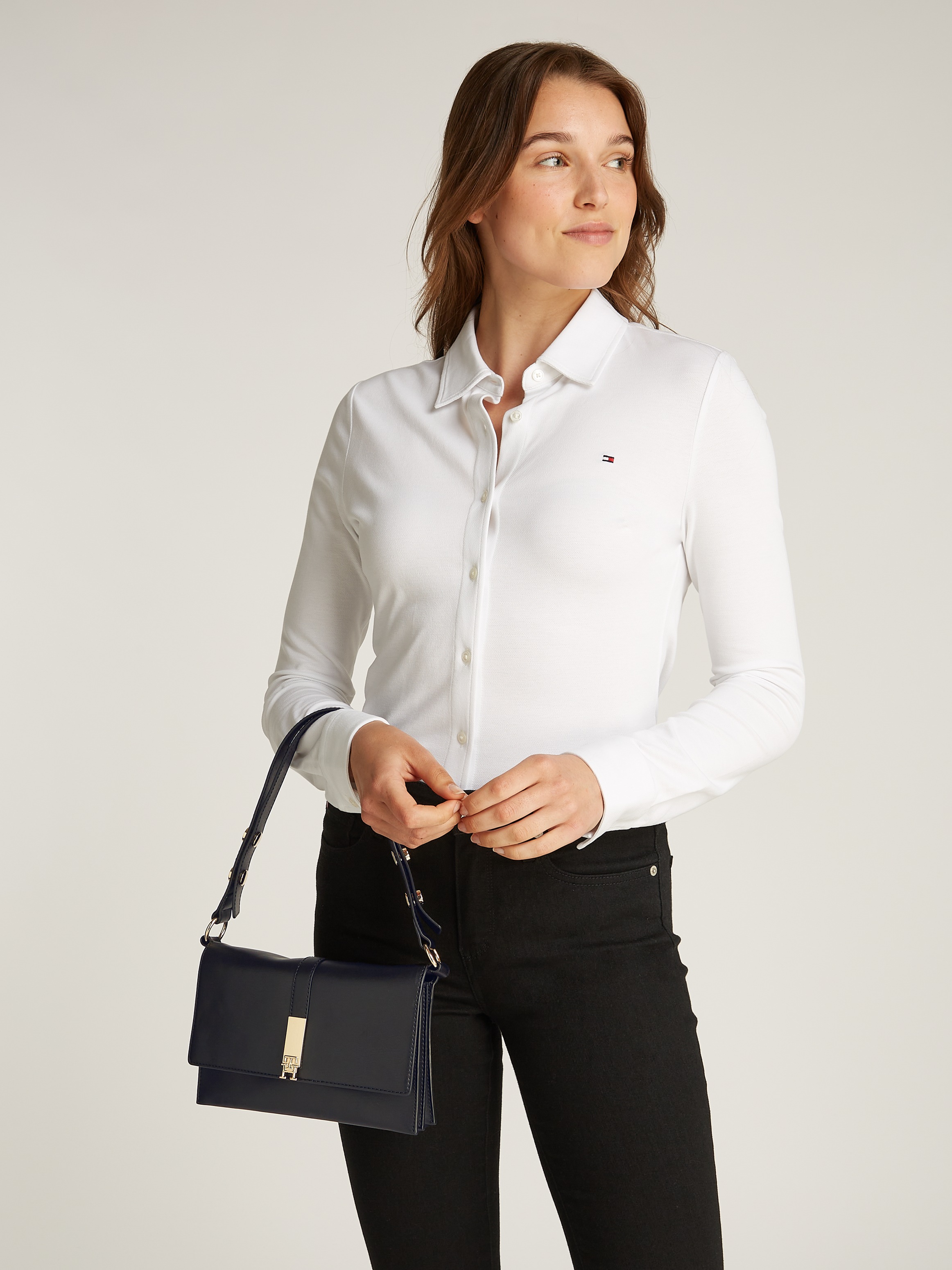Tommy Hilfiger Schultertasche »TH HERITAGE SHOULDER BAG«, Damen Abendtasche, Clutch, Mini Bag, Handtasche, goldfarbene Details