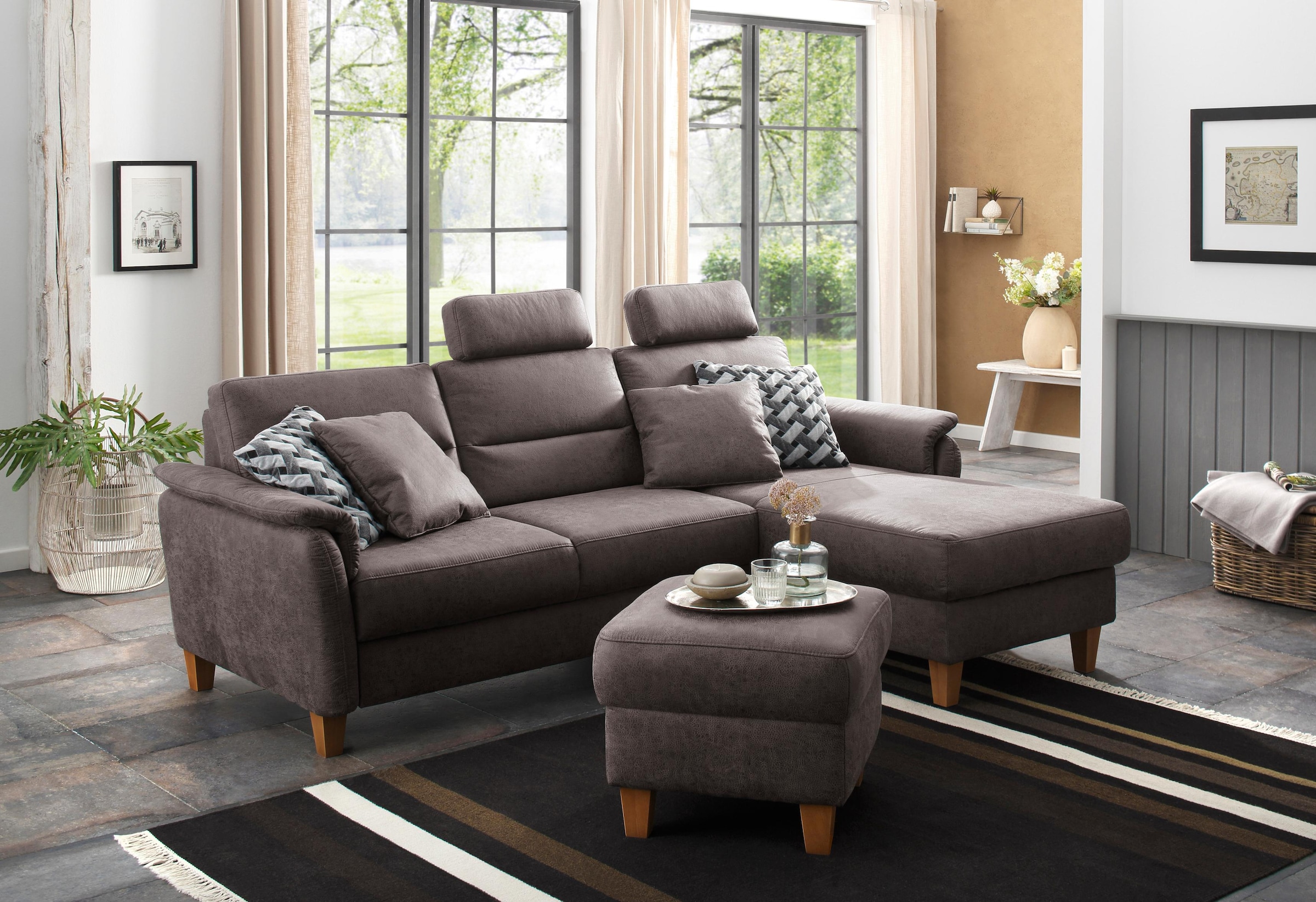 Home affaire Ecksofa "Palmera L-Form, B: 244 cm" optional Bettfunktion & Be günstig online kaufen