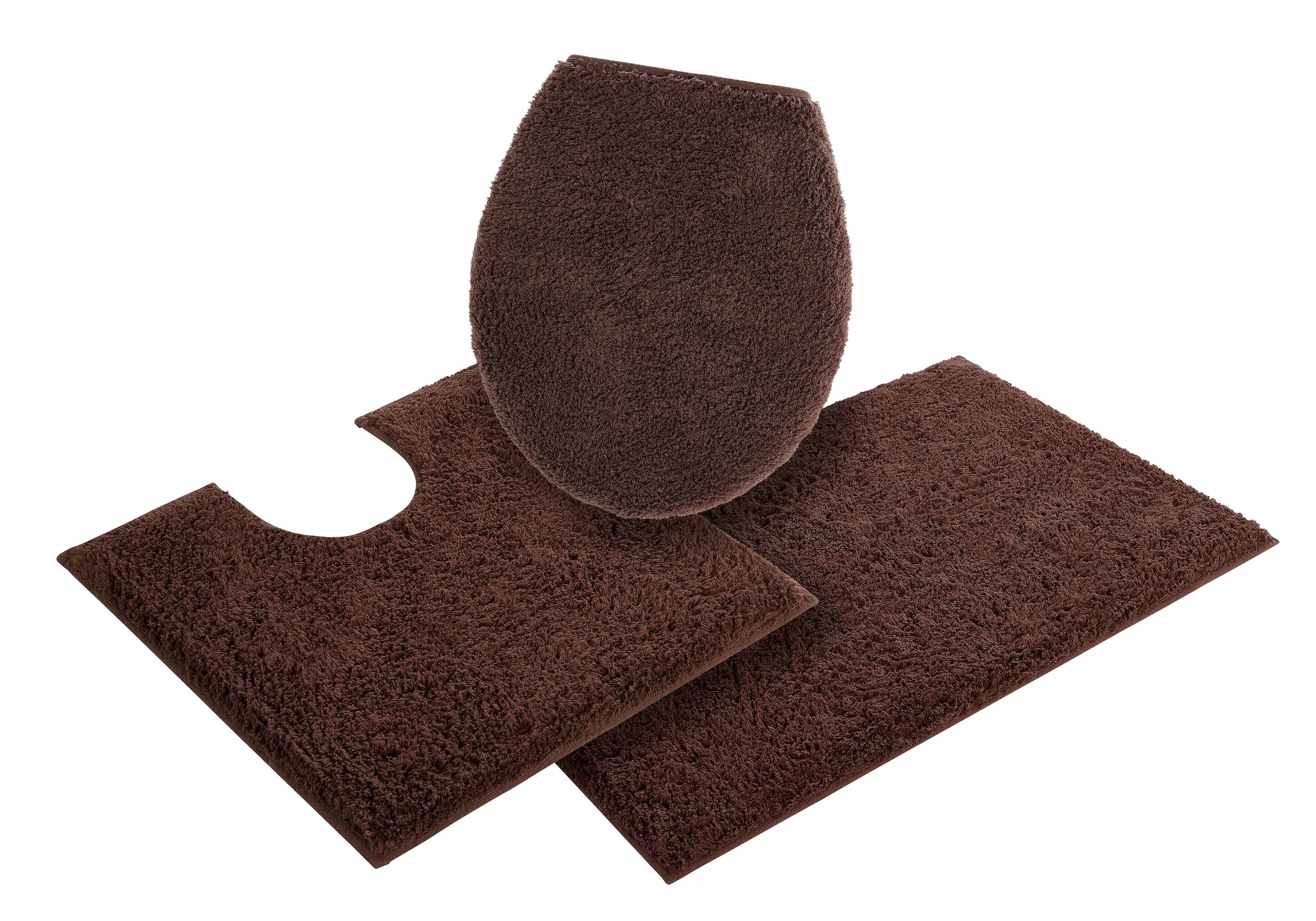 my home Badematte »Maren, Badvorleger, Badezimmer Teppich«, rutschhemmend beschichtet, fußbodenheizungsgeeignet, Bio-Baumwolle, Badteppich, Badematten auch als 3 teiliges Set