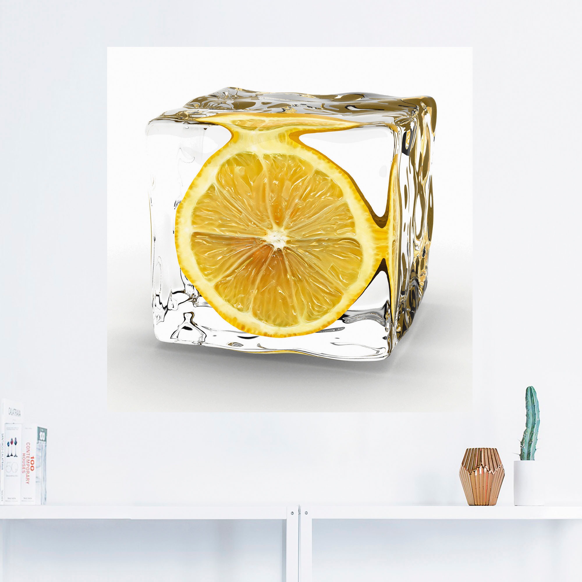 Artland Wandbild »Zitrone im Eiswürfel«, Lebensmittel, (1 St.), als Leinwandbild, Poster, Wandaufkleber in verschied. Größen