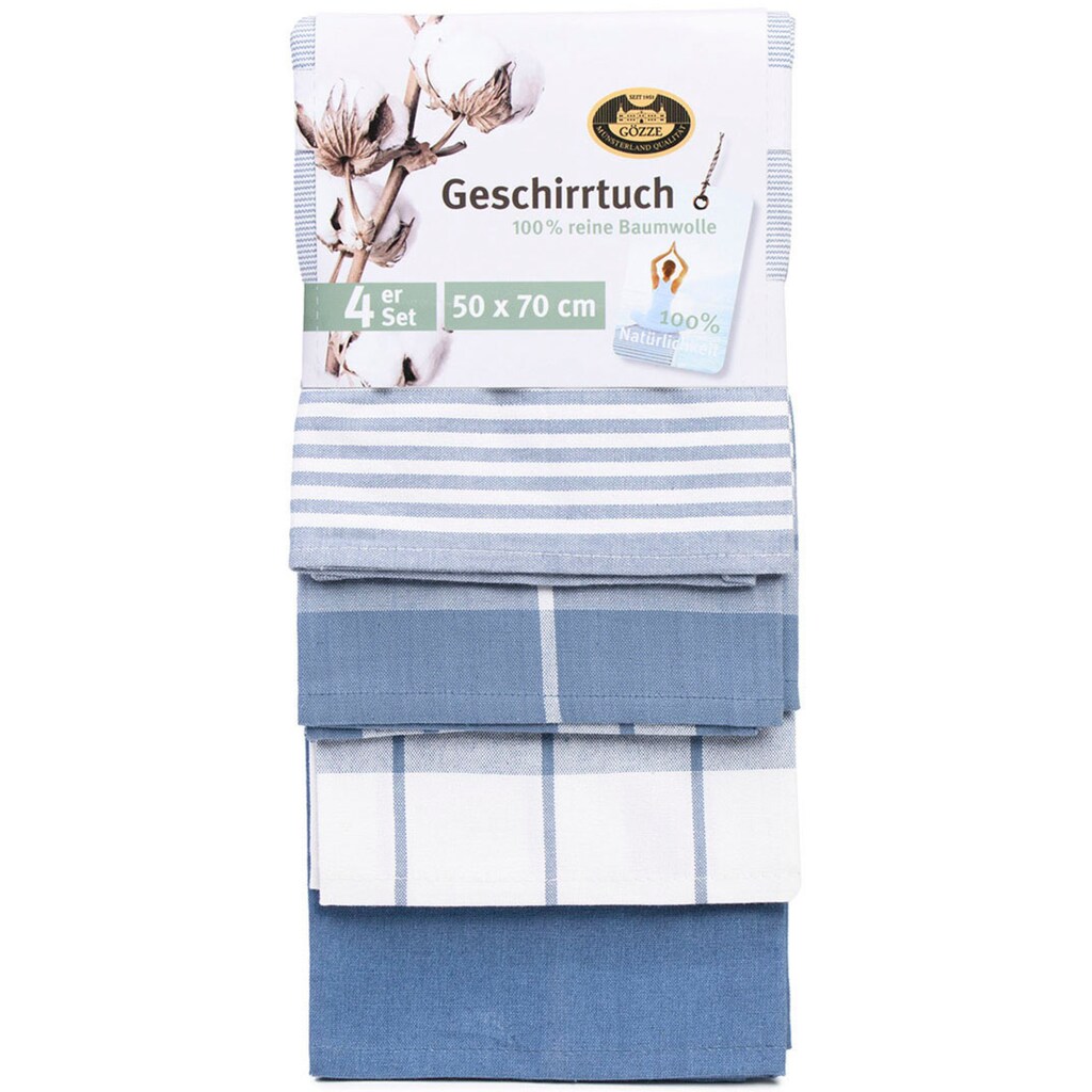 Gözze Geschirrtuch »Geschirrtücher, Des. 60057«, (Set, 4 tlg.), kariert, gestreift und unifarben
