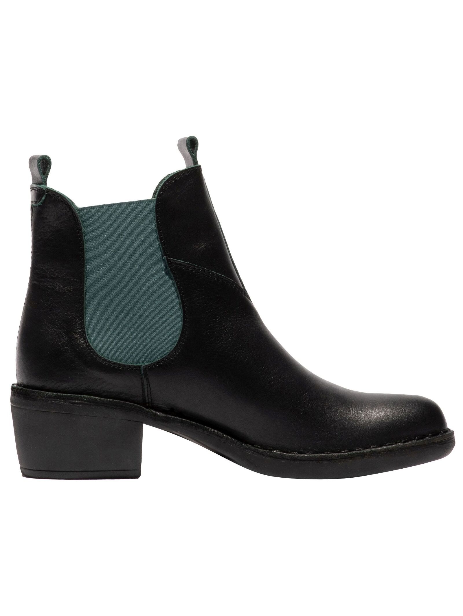 Stiefelette FLY LONDON "Fly London Stiefelette Leder/Textil", Damen, Gr. 38, schwarz (schwarz, grün), Leder, Textil, Schuhe Stiefelette 3