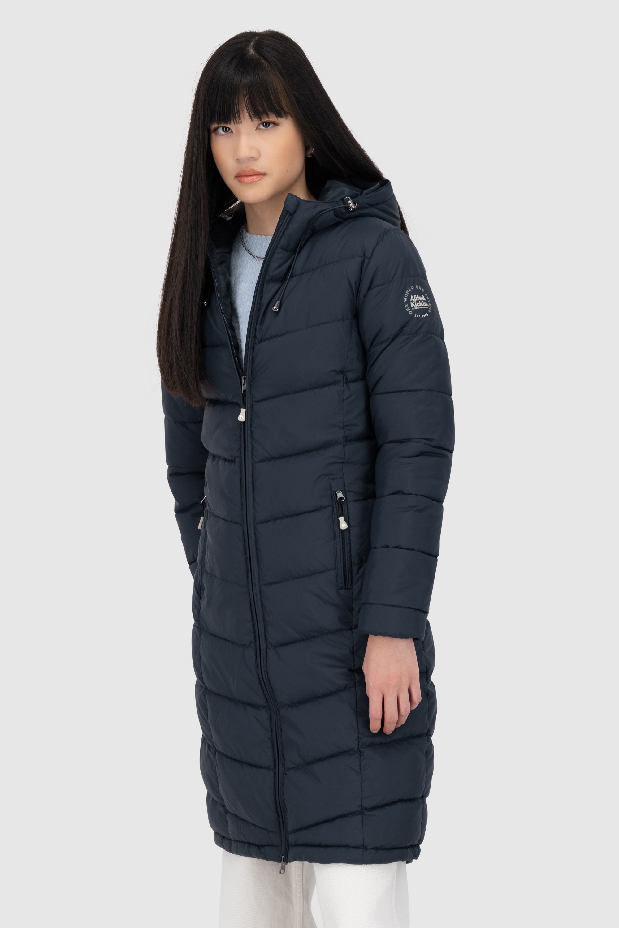 Alife & Kickin Steppjacke »Damen FrancesAK A«, mit Kapuze, Ultraleichter Damen Steppmantel Kapuze mit regulierbarem Gummiband
