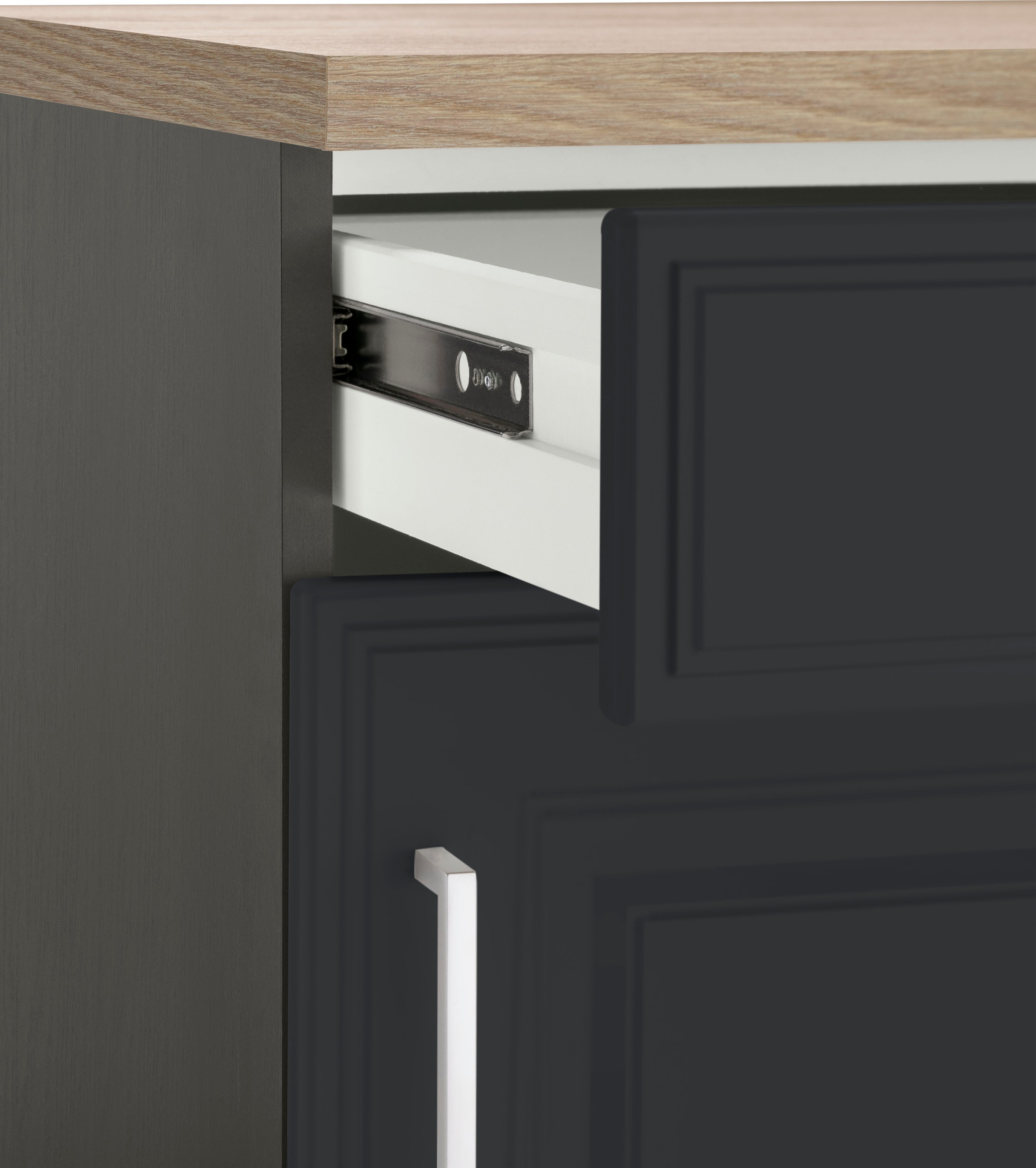 KOCHSTATION Küchenzeile »KS-Stockholm« Breite 210 cm, mit hochwertigen MDF Fronten im Landhaus-Stil