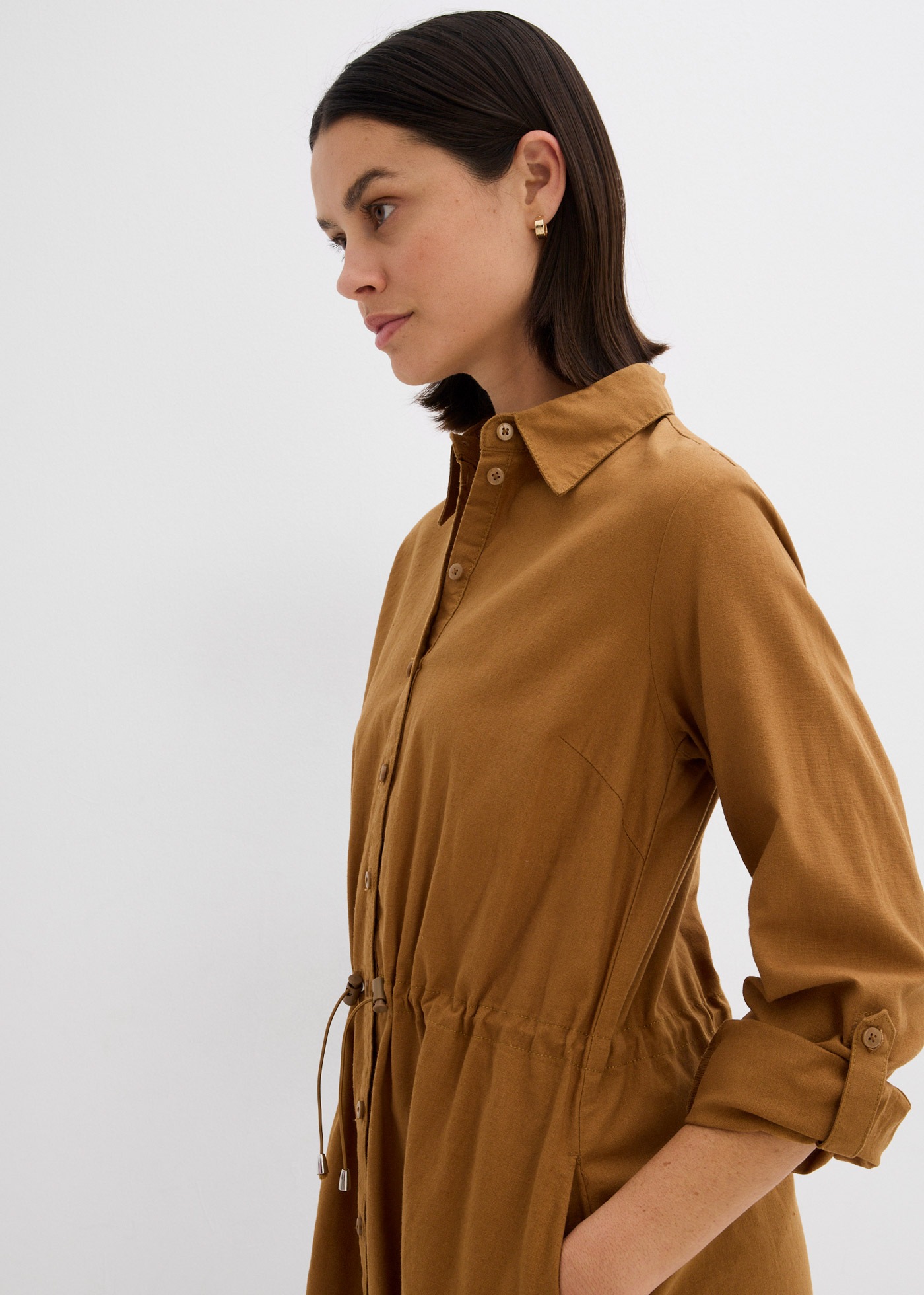 Thumbnail - bonprix Midikleid "Hemdblusenkleid aus Leinen-Baumwoll-Mix" 1 tlg. für lässigen Look, aus Leinen-Baumwoll-Mix, in A-Lini...