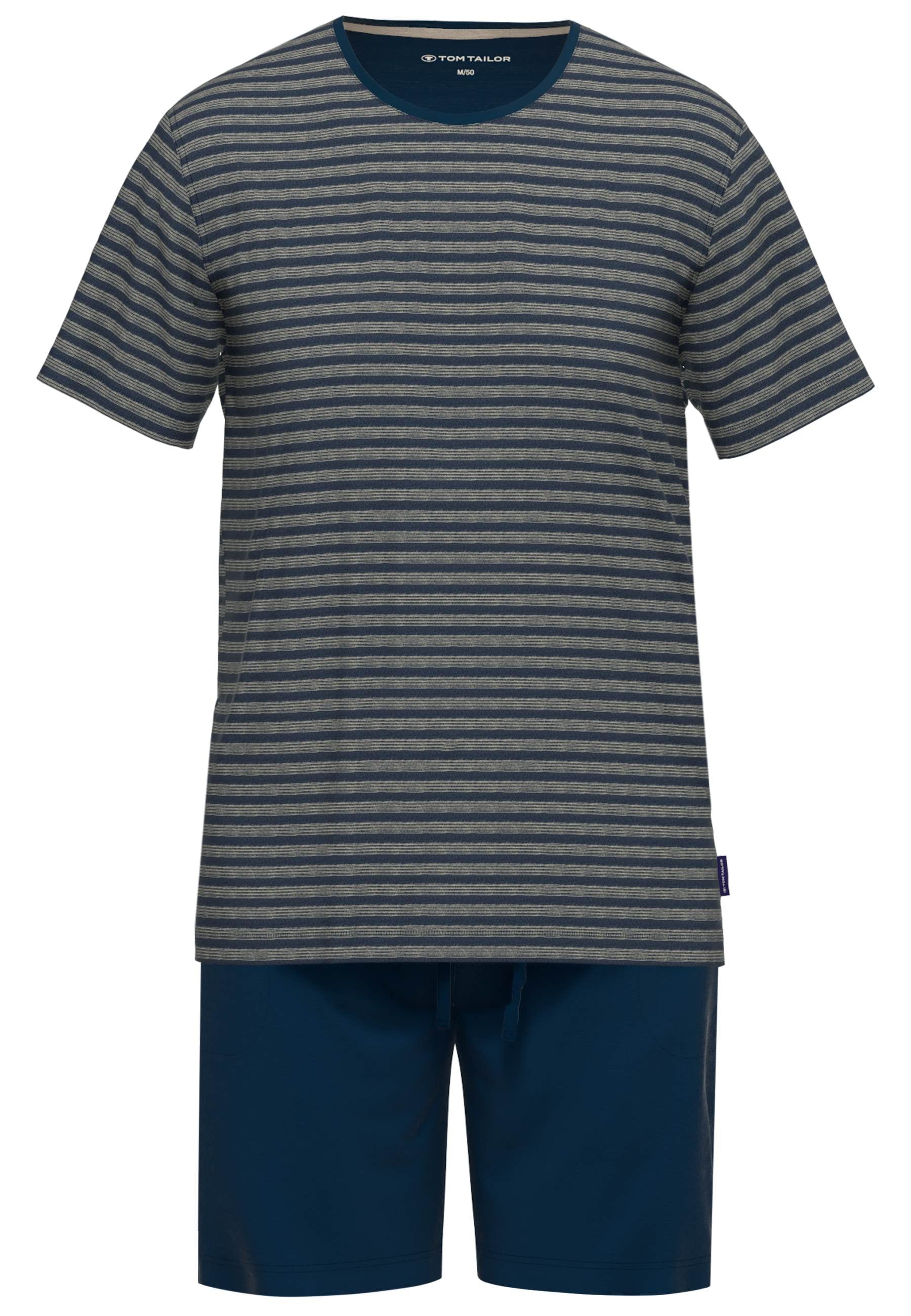 TOM TAILOR Shorty, (2 tlg.), Gestreiftes Oberteil, Uni Hose