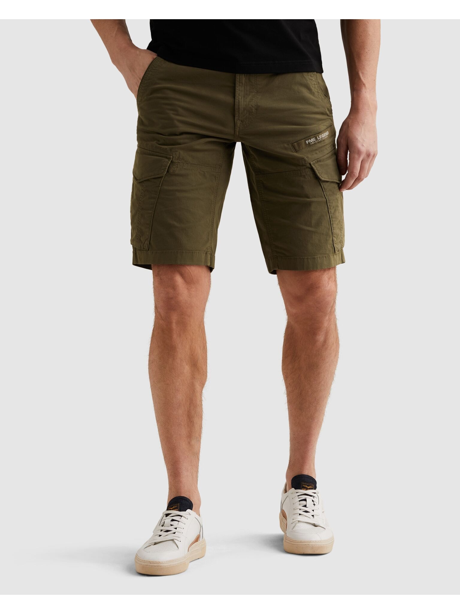 PME LEGEND Cargobermudas "NORDROP CARGO SHORTS STRETCH TWILL" normale Passform, mit Gürtelschlaufen, unifarben