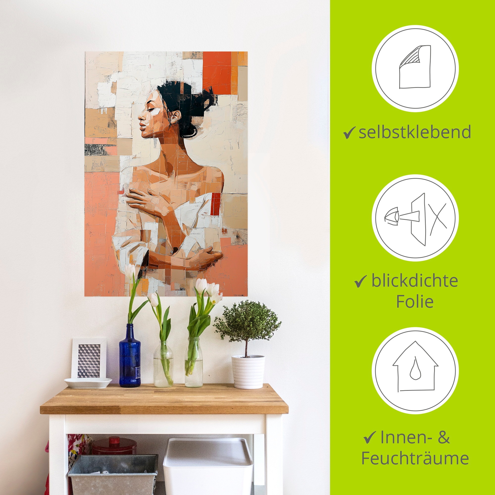 Wandbild ARTLAND "Frau im Fragment", farbe bild(er): naturfarben, B:20cm H:30cm, Bilder, als Alubild, Leinwandbild, Poster, Wandaufkleber in verschied. Größen 2