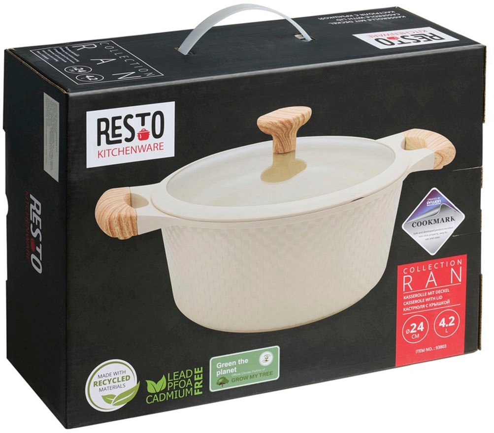 RESTO Kitchenware Bratentopf »Ran, Kochtopf antihaftbeschichtet und spülmaschinenfest«, Aluminiumguss, (2 tlg.), Geeignet für alle Herdarten, auch Induktion, im Geschenkkarton
