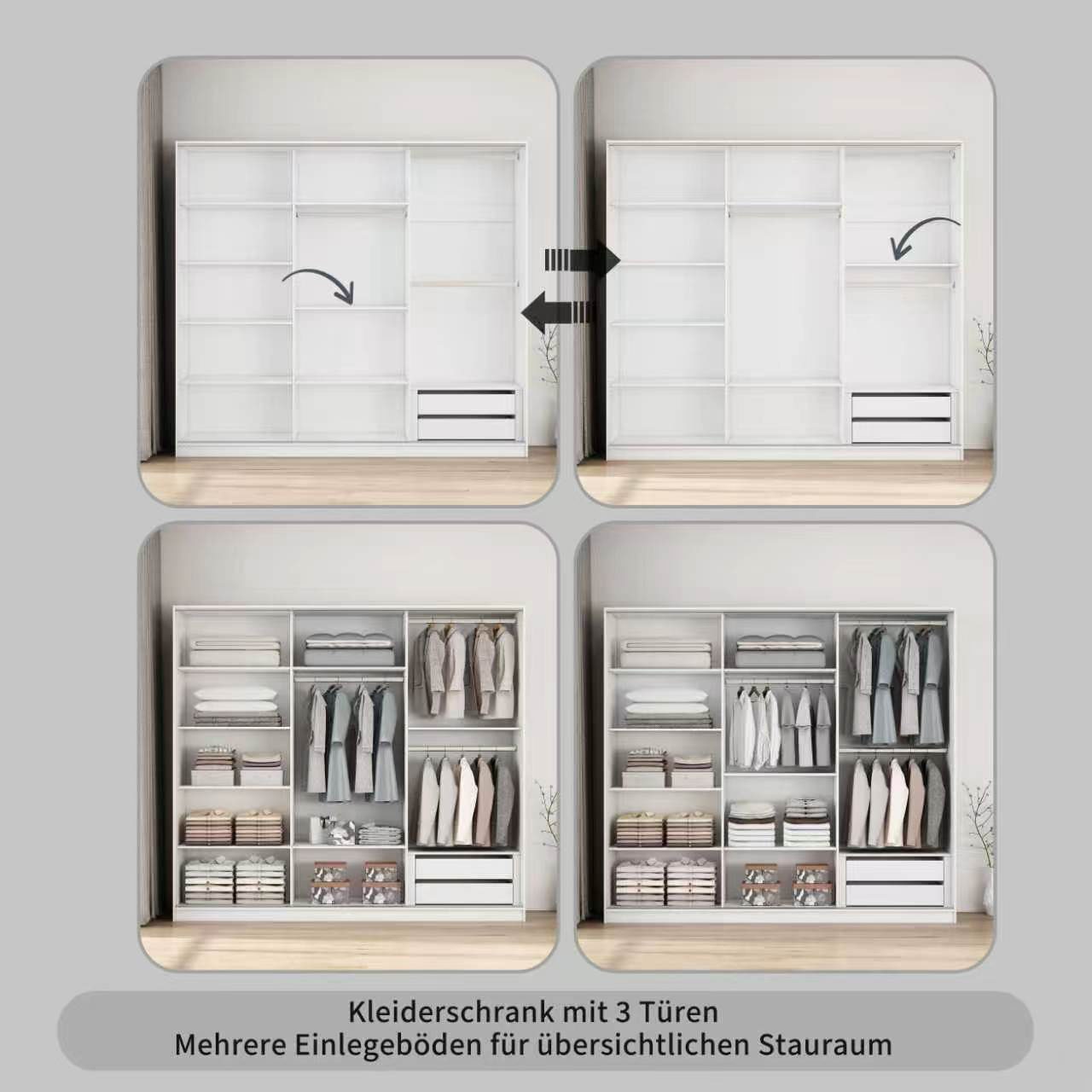 OTTO home Kleiderschrank »Trento Schlafzimmerschrank mit Premium Ausstattung &  Schiebetüren« Leichtgängige Schiebetüren mit Softclose und tolle Innenaussatttung