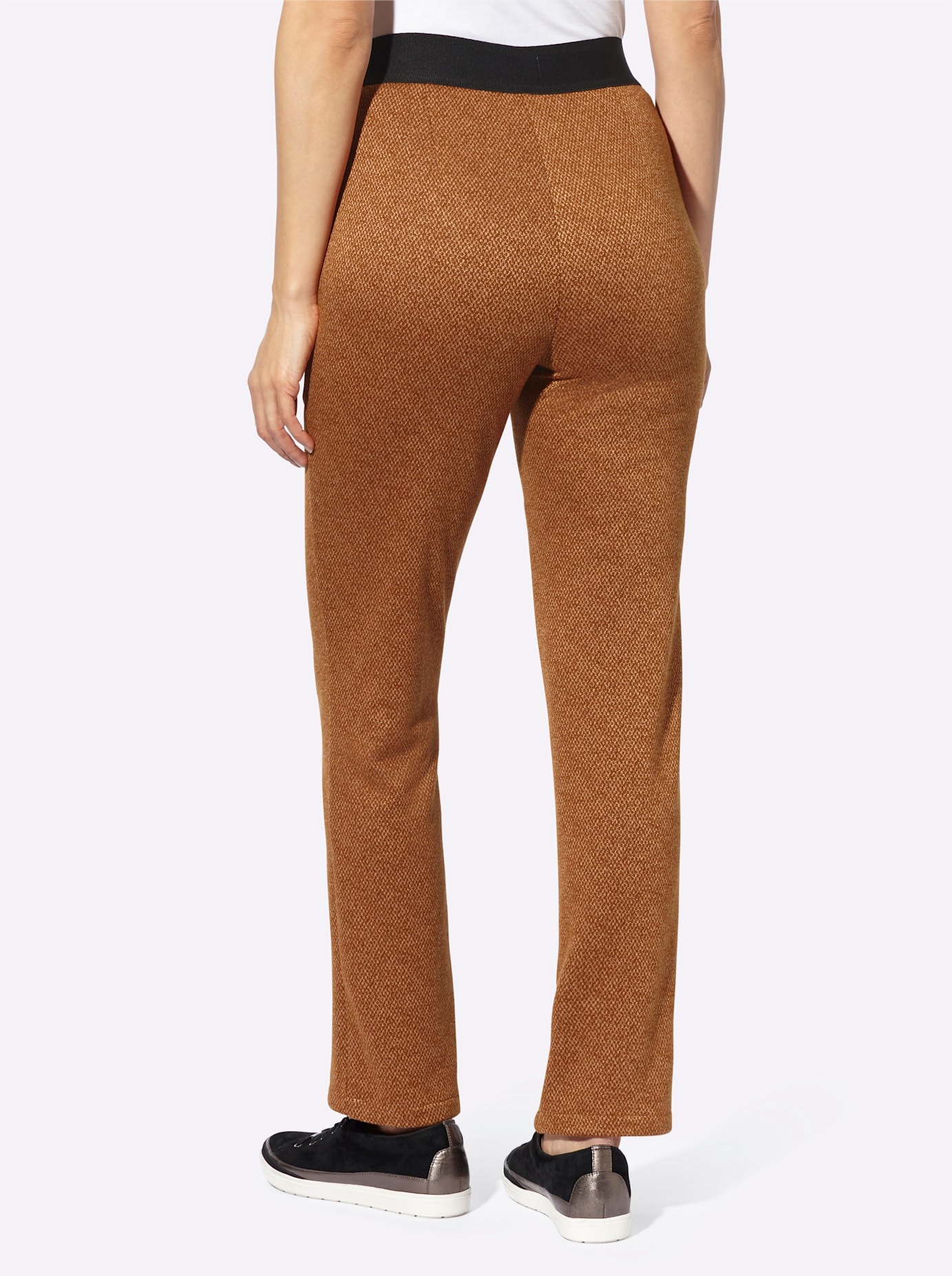 Schlupfhose CASUAL LOOKS, Damen, Gr. 25, Kurzgrößen, braun (cognac, camel, meliert), 77% Polyester, 20% Viskose, 3% Elasthan, meliert, lang, Hosen Schlupfhose 3