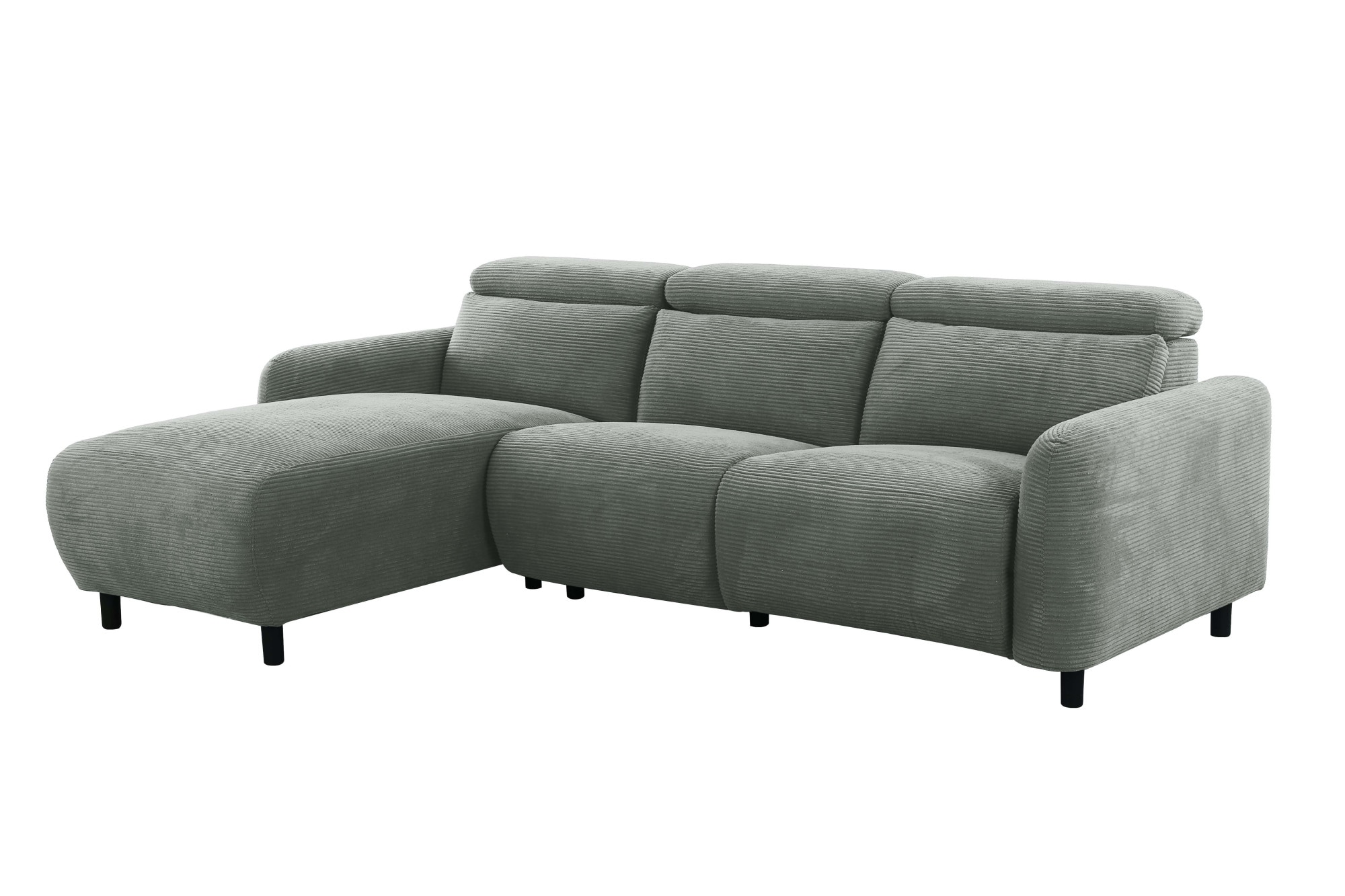 Home affaire Ecksofa »SKAANE in Cord, L-Form, 274 cm, manuelle u. elektrische Funktion,«, Kopfteilverstellung, Relax-und Liegefunktion, Federkernpolsterung