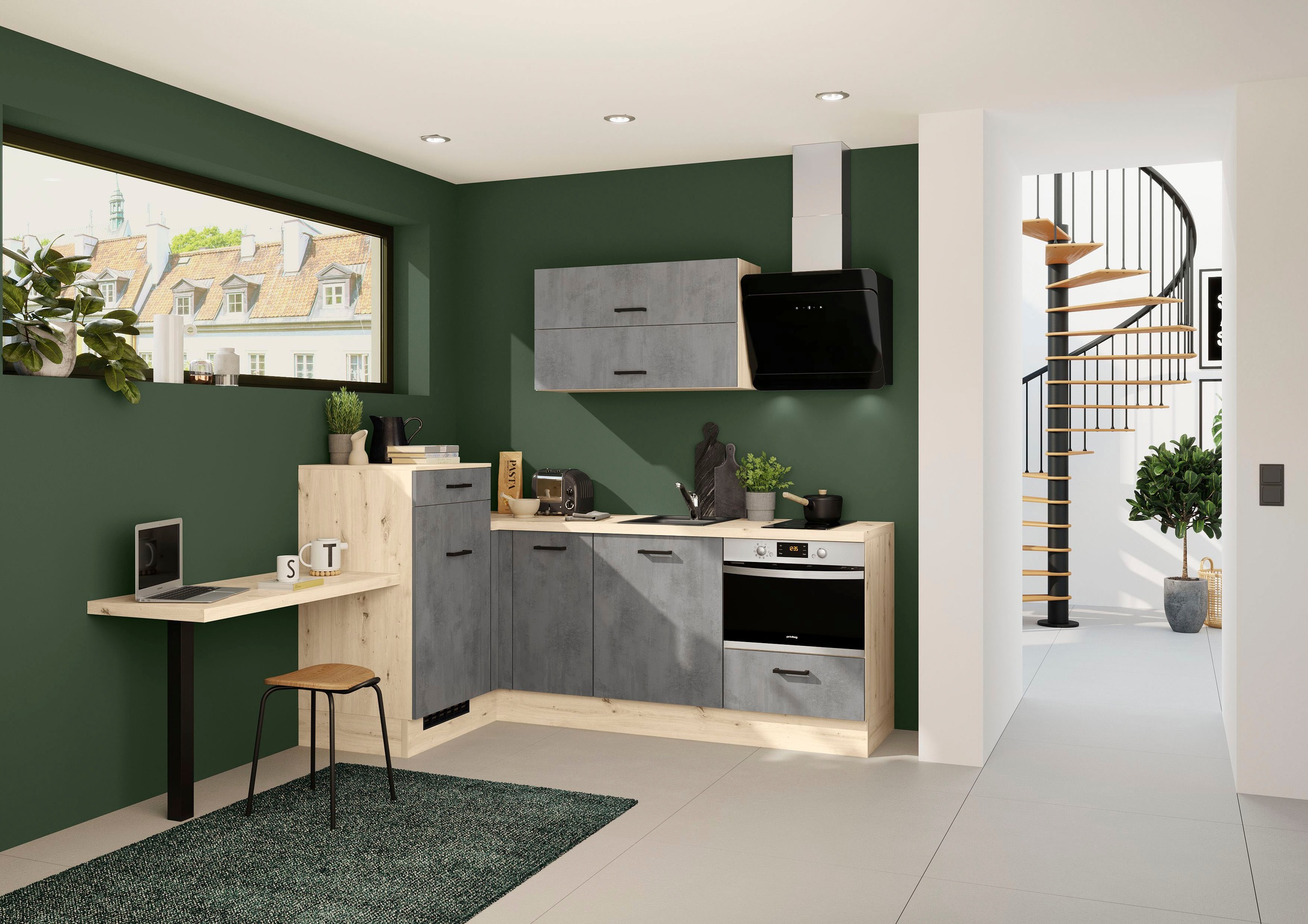 IMPULS KÜCHEN Winkelküche ""Amsterdam" mit zusätzlicher Arbeits- & Stellflä günstig online kaufen