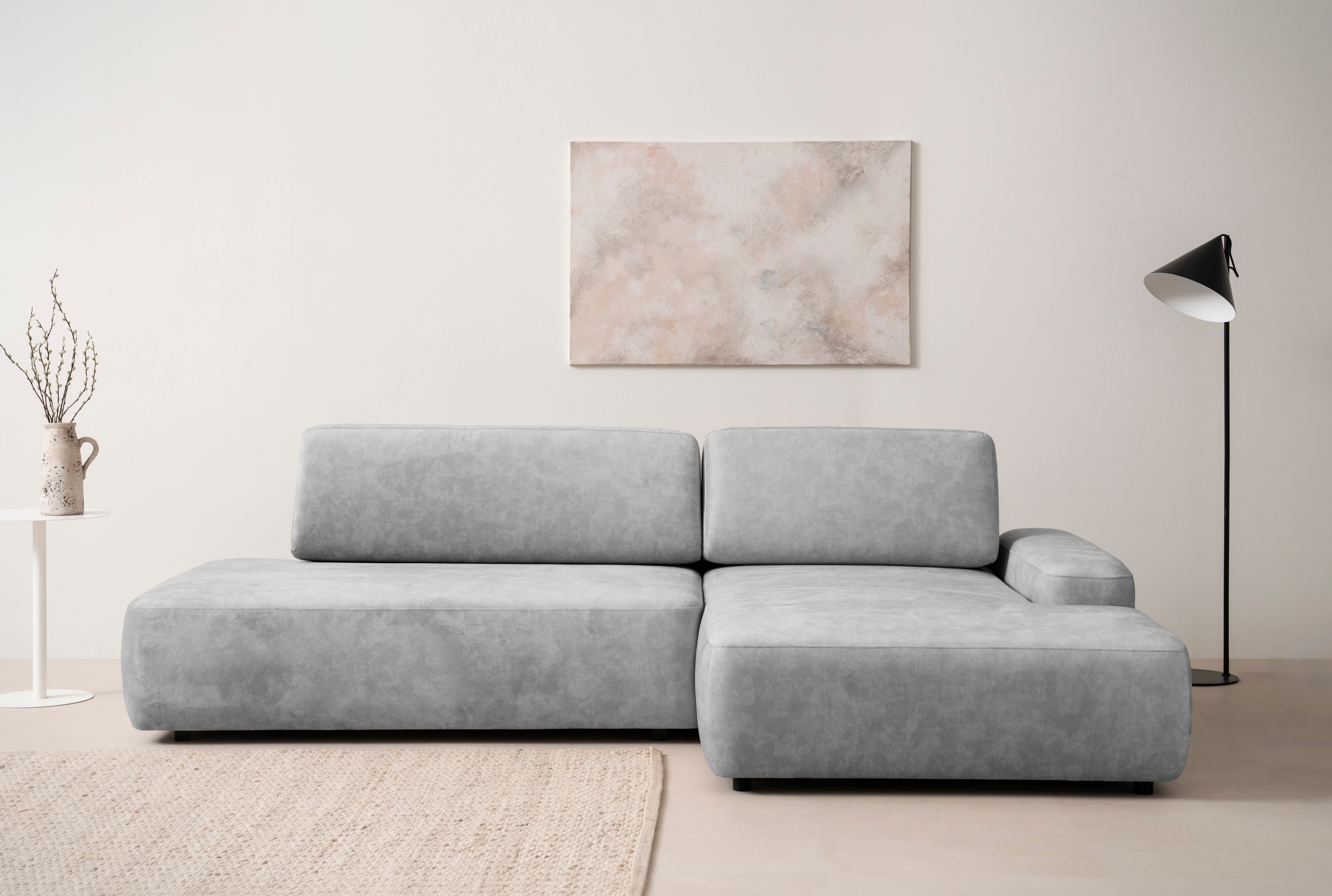 INOSIGN Ecksofa »TORGE, Schlafsofa Cord, Samtvelours u. Strukur fein, Couch in L-Form«, Schlaffunktion und Bettkasten, Liegefläche: 210x125 cm, neues Design
