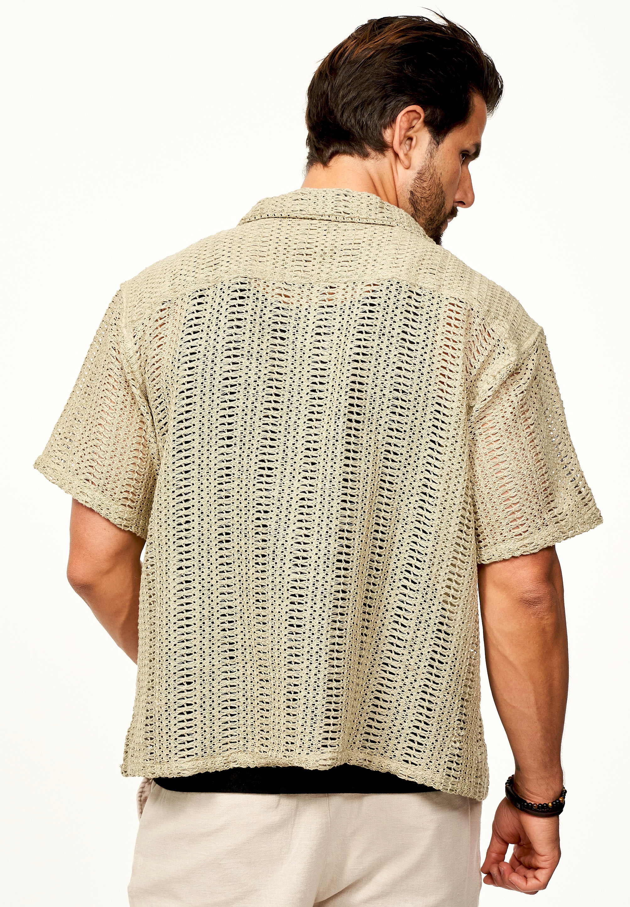 SOULSTAR Kurzarmhemd »Freizeithemd als Kurzam Strick Hemd im Retro-Look - Strick Polo-Hemd Overshirt im Regular-Fit für Herren« Strick Polo-Hemd T-Shirt im Regular-Fit