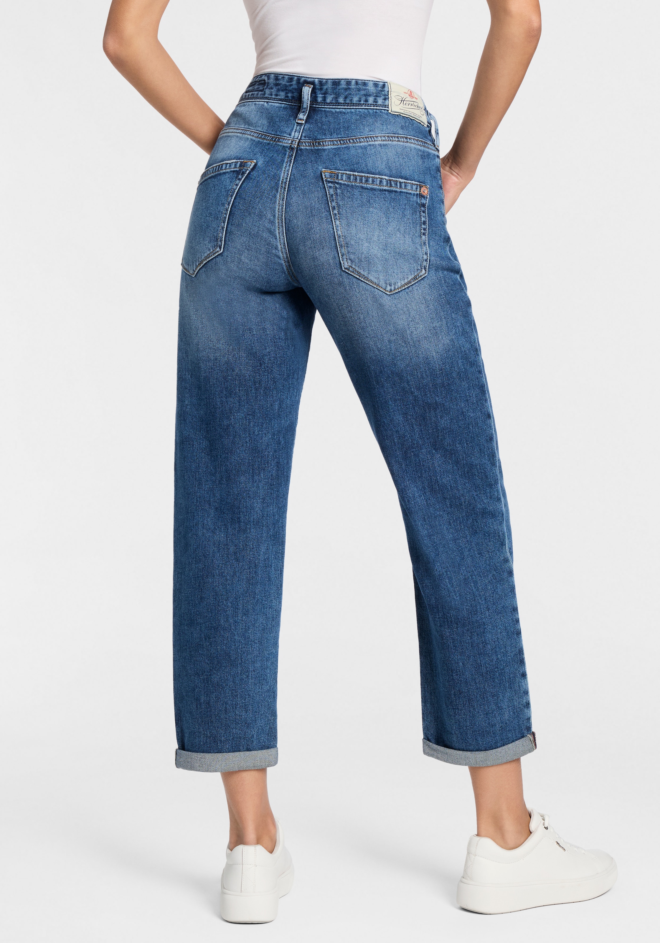 Herrlicher Boyfriend-Jeans »Shyra Tap Zip Denim Stretch« in 7/8-Länge mit Umschlagsaum