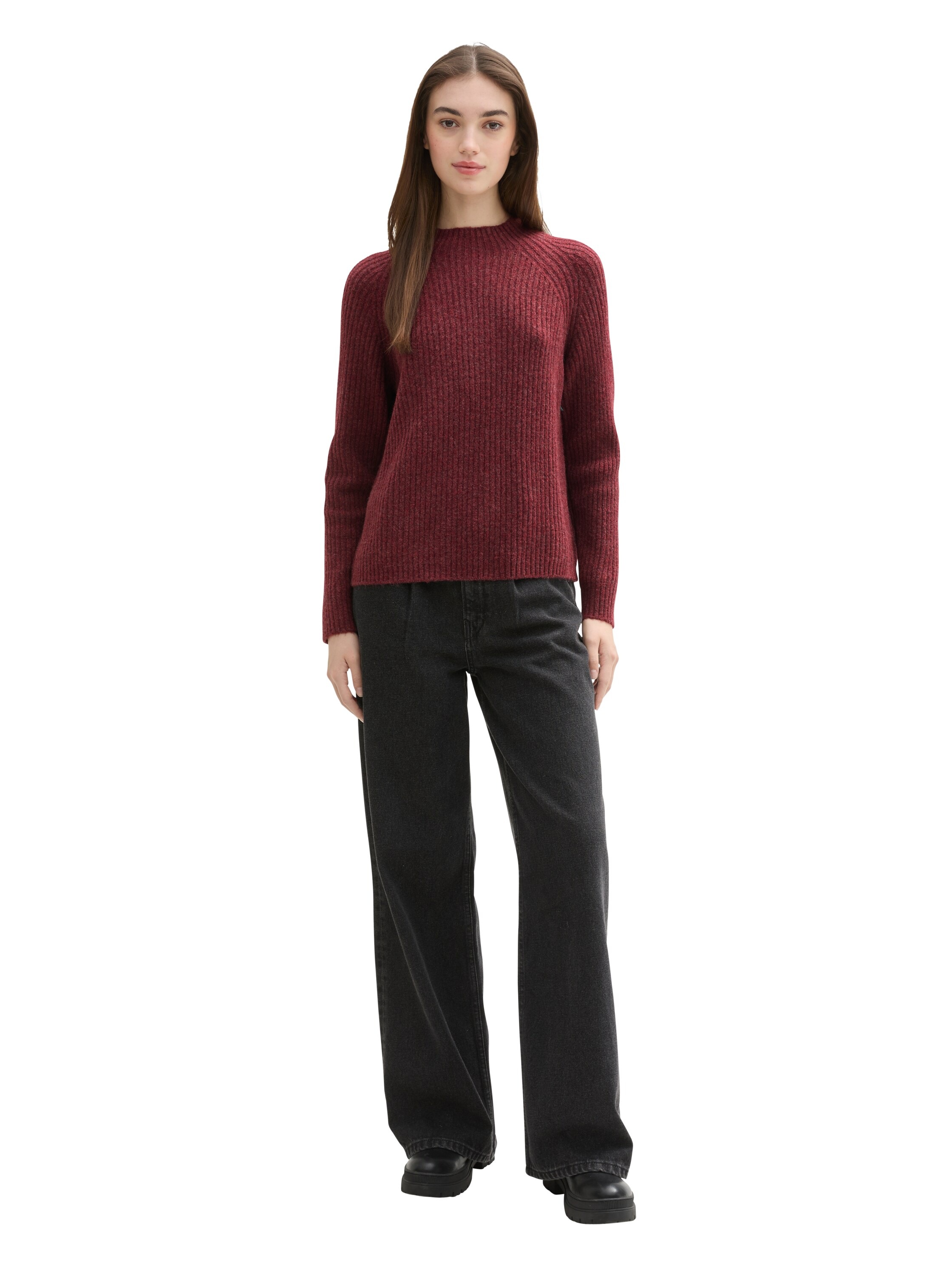 TOM TAILOR Denim Stehkragenpullover, mit Rippstruktur