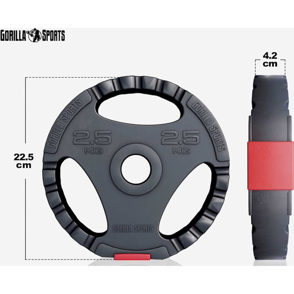 GORILLA SPORTS Hantel-Set »100 kg Komplettset mit Hanteln, Langhantel, Kurzhanteln, Curlstange«