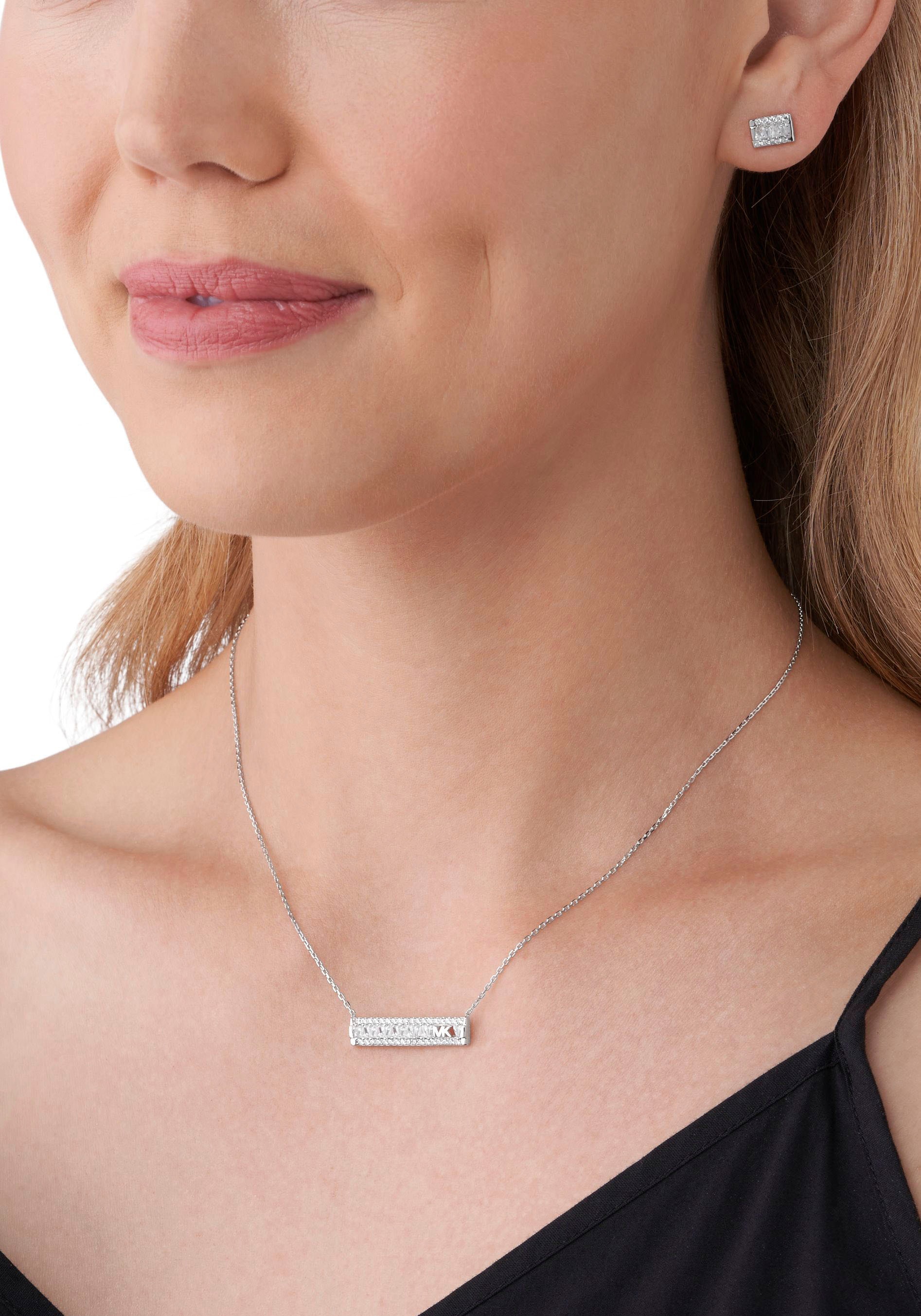 MICHAEL KORS Ohrring und Ketten Set »PREMIUM, TAPERED BAGUETTE BAR, MKC1688SET«, (Set, 3 tlg.), mit Zirkonia (synth.)