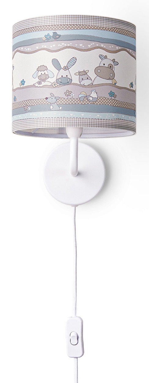 Paco Home Wandleuchte »Cosmo 1 Kinderlampe 210«, 3m Schalter Kabel BAUR Wandlampe | Beige flammig-flammig, âˆ…18cm Tier-Motiv E14