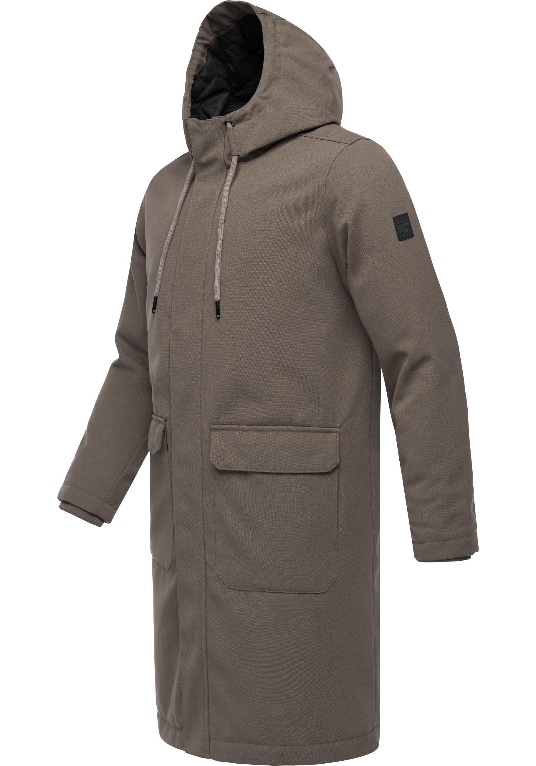 Ragwear Wintermantel »Mr Them Long«, lange wasserdichte Herren Winterjacke mit Kapuze