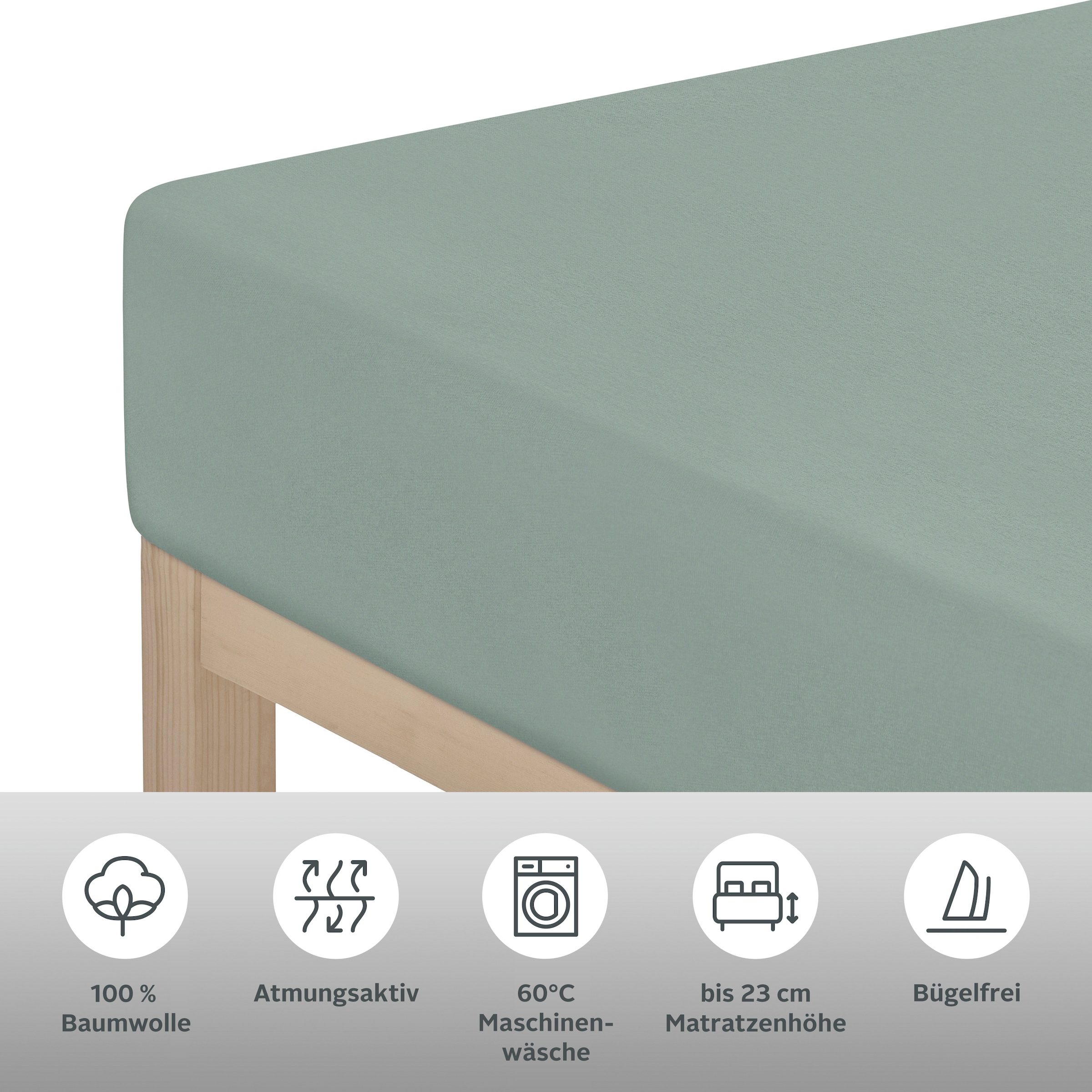 OTTO home Spannbettlaken »GRETA Jersey aus 100% Baumwolle, 150 g/m²« Premium Bettlaken für Matratzen bis 23 cm Höhe, perfekter Sitz
