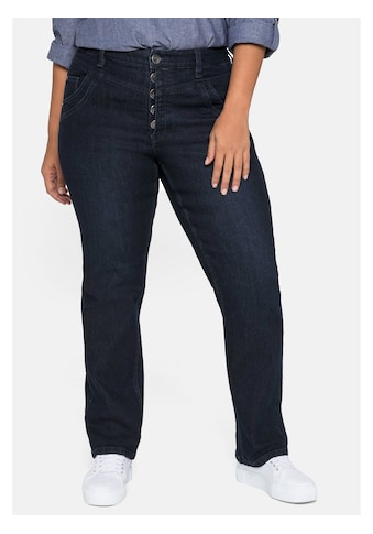 Sheego Gerade Jeans »Jeans«, mit Knopfverschluss und V-förmiger Nahtführung kaufen