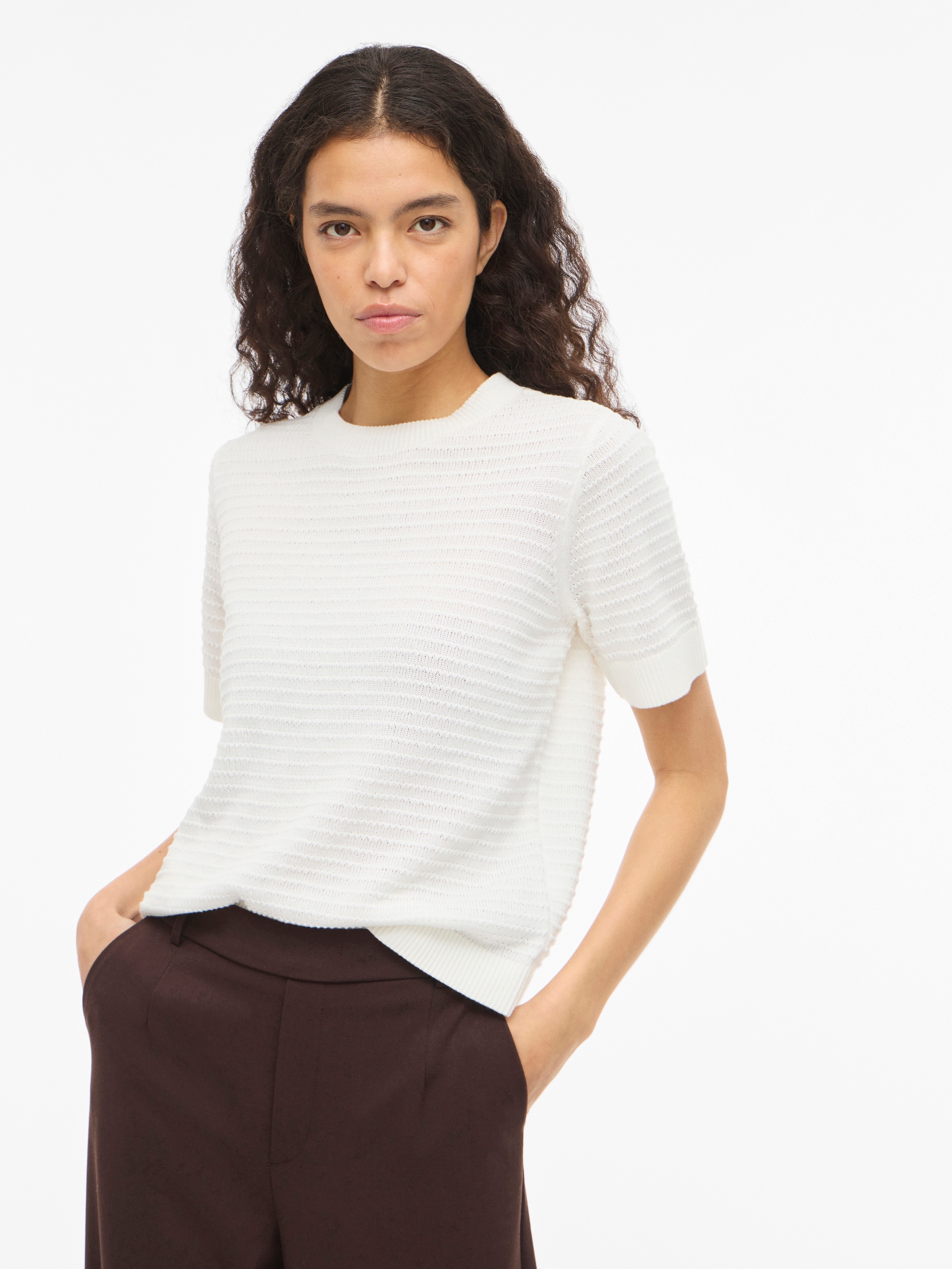 Vila Kurzarmpullover "VILOLLO O-NECK S/S DETAIL KNIT TOP- NOOS" günstig online kaufen