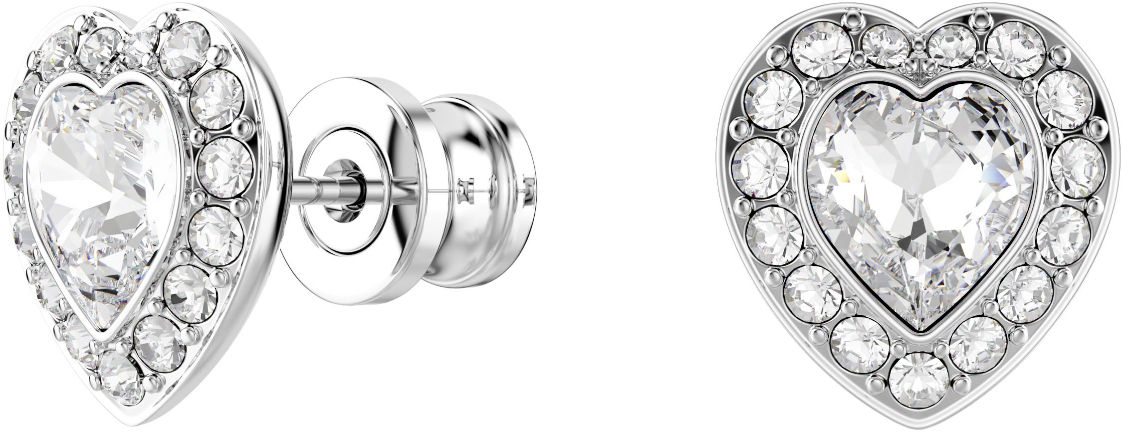 Ohrring und Ketten Set SWAROVSKI "Multipack Schmuck Geschenk Ariana Grande Herz", silber (metallfarben, kristallweiß, kristallweiß), Schmuck_Sets, Damen, Metall, glitzernd, glänzend, mit Swarovski Kristall 4