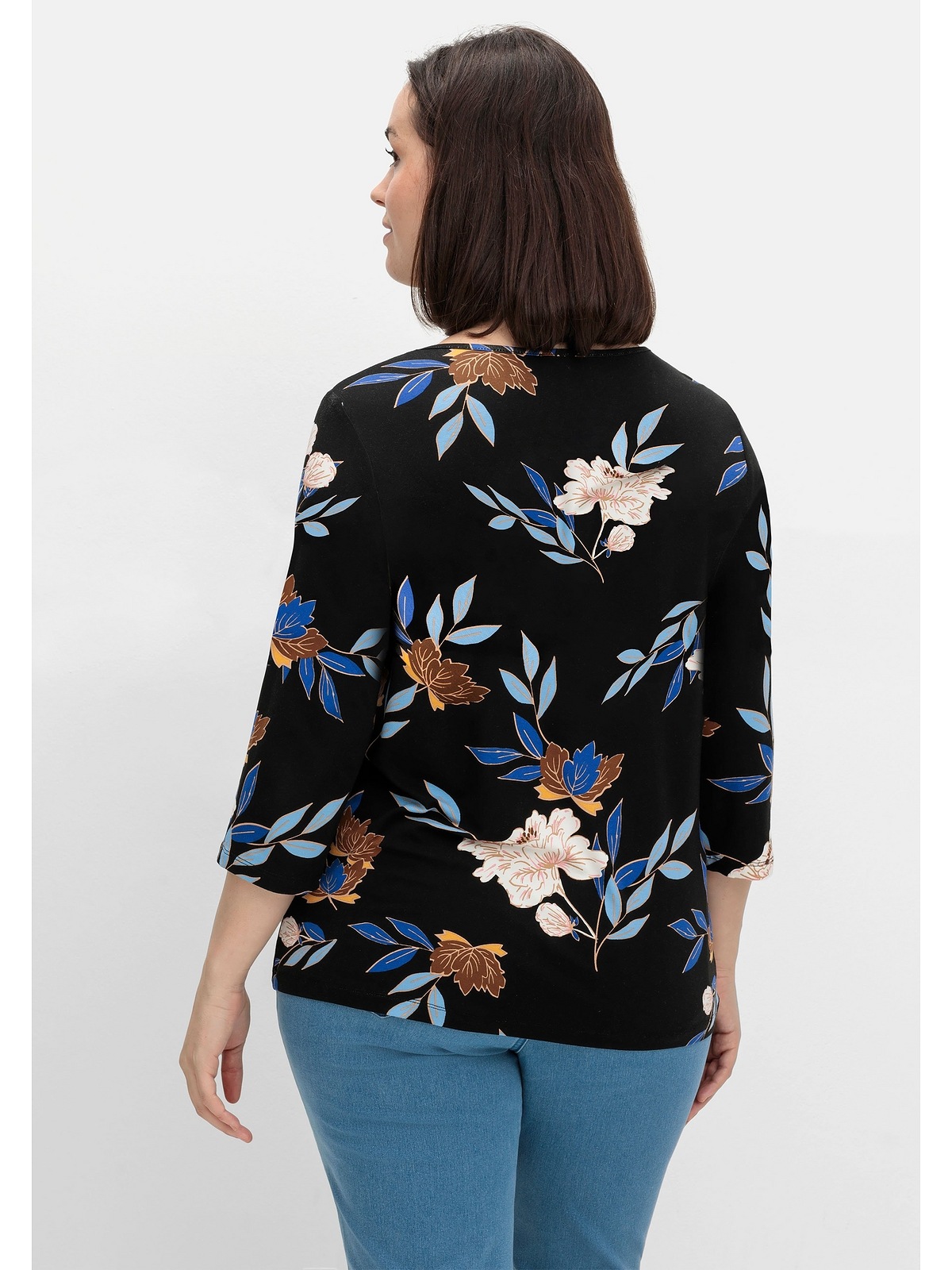 Sheego 3/4-Arm-Shirt »Große Größen«, mit Blumenprint, aus Viskosejersey