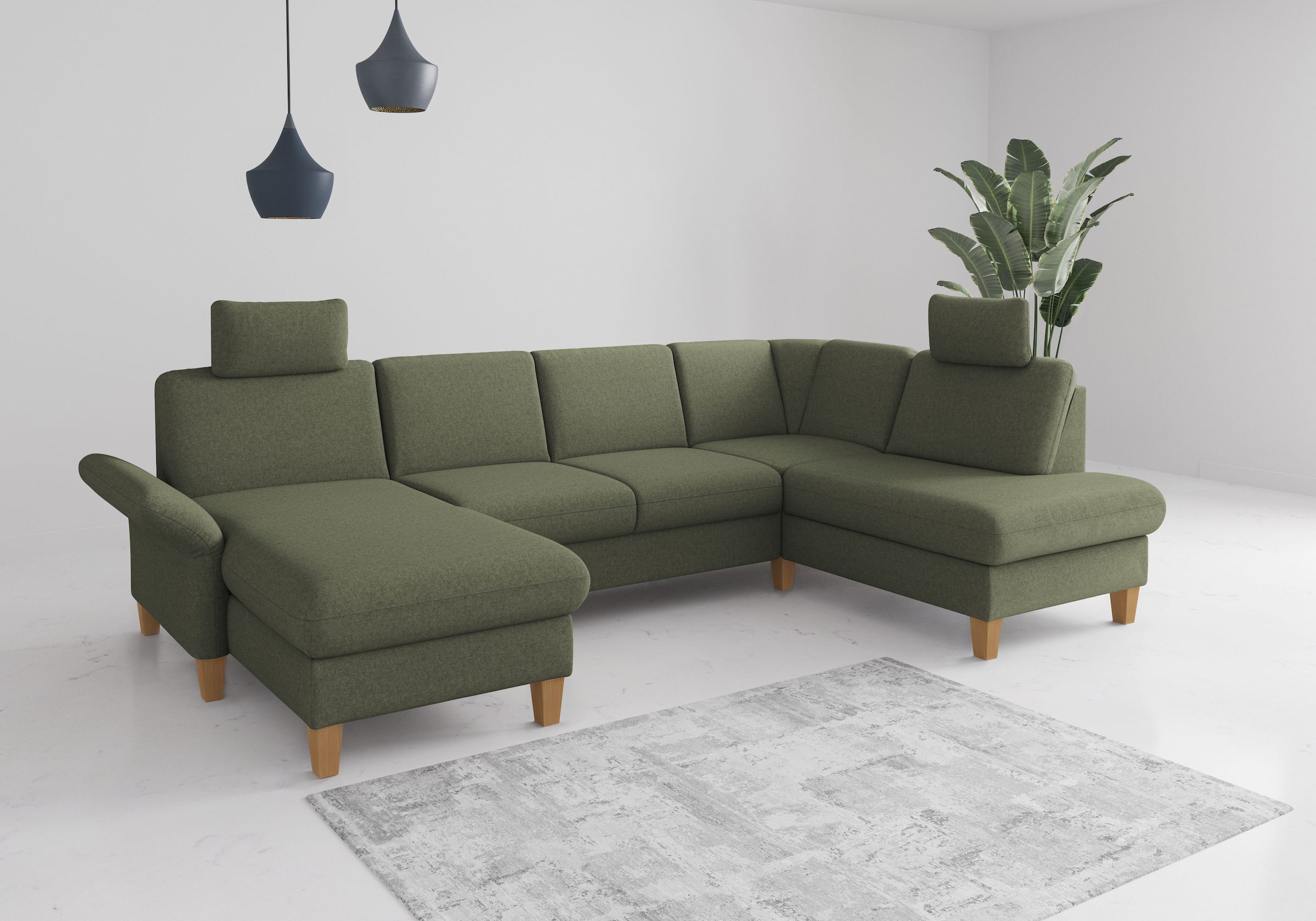 OTTO home Wohnlandschaft "Rochelle, U-Form" optional mit Armteilverstellung, mit Schlaffunktion & Bettkasten