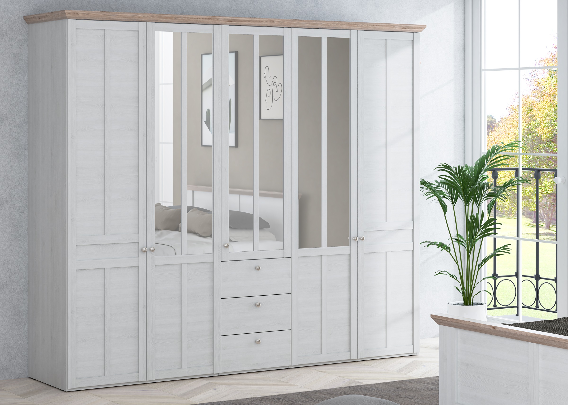 FORTE Kleiderschrank "Iloppa, Schlafzimmerschrank im Landhausstil", (Maße: günstig online kaufen