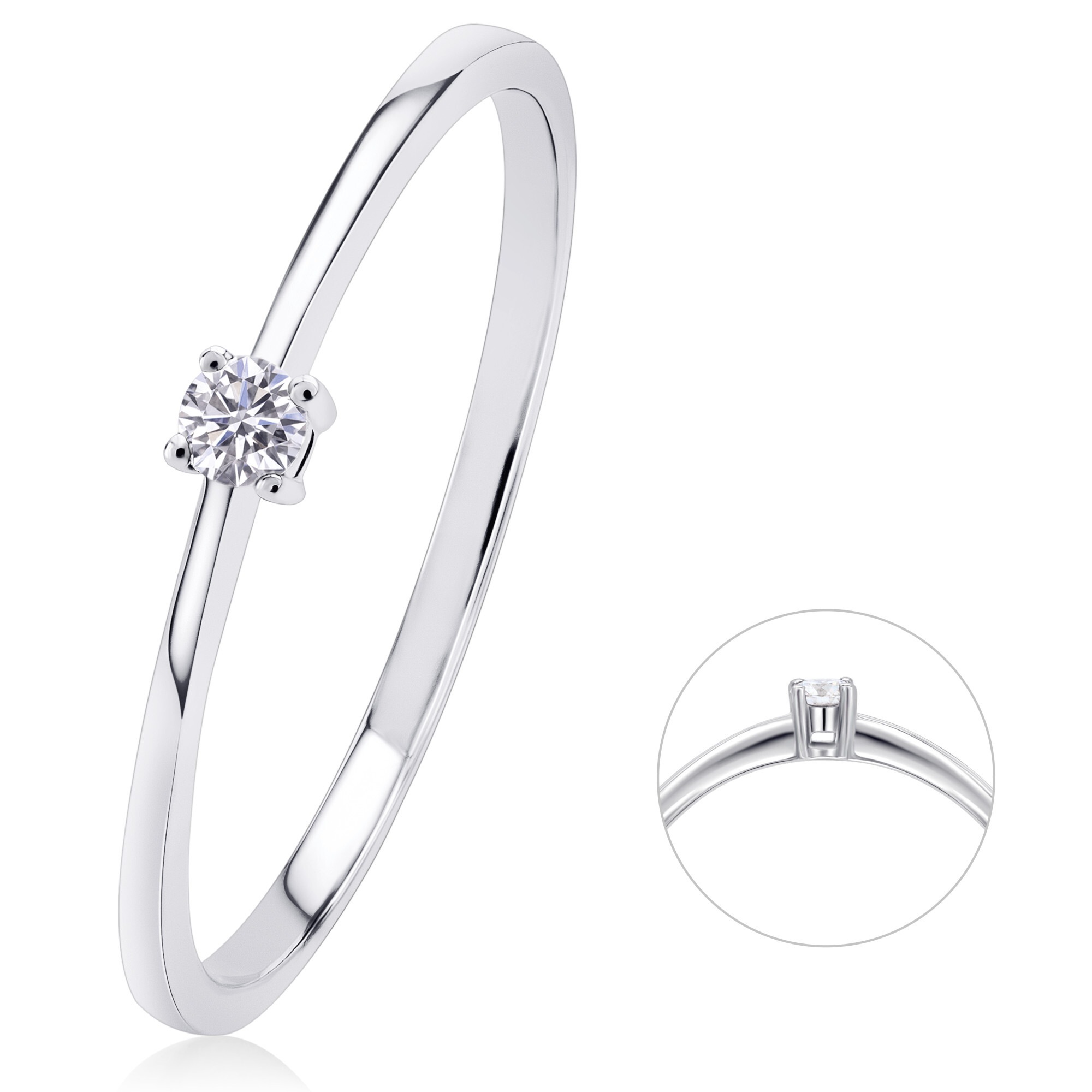 Diamantring ONE ELEMENT "0,05 ct Diamant Brillant Ring aus 585 Weißgold" Gr. 58, silber, Fingerringe, Damen, 58, 0,05 mit Diamant, Diamanten Gold Weißgold 585, Diamanten, Gold, Weißgold 585, Diamantring, Stilvoll zurückhaltend – Diamantakzente mit ruhiger