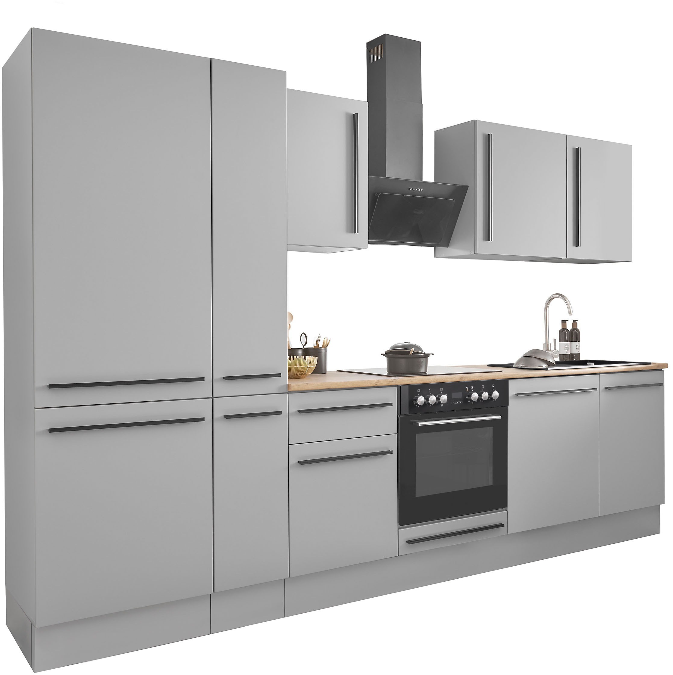 BASIC by Balculina Küchenzeile »Denver, Küche BxHxT 310 x 211 x 60«, Breite 310 cm, wahlweise mit E-Geräten und Induktion
