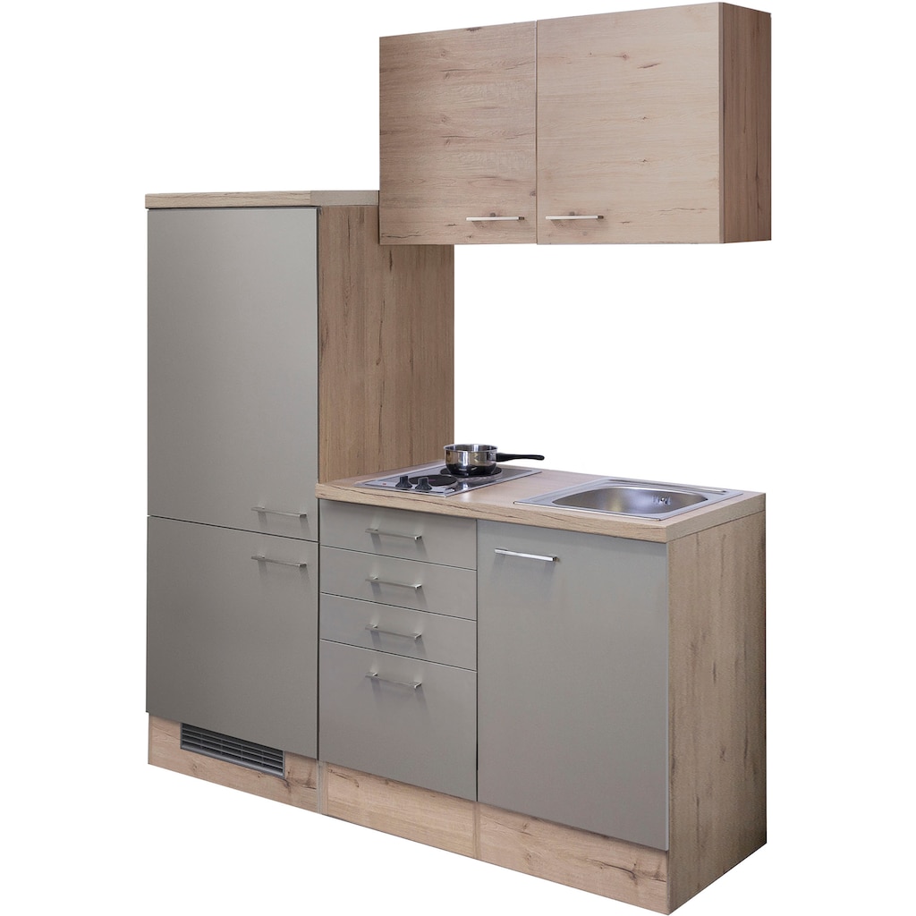 Flex-Well Küche »Riva«, Gesamtbreite 160 cm, mit Einbau-Kühlschrank, Kochfeld und Spüle etc.