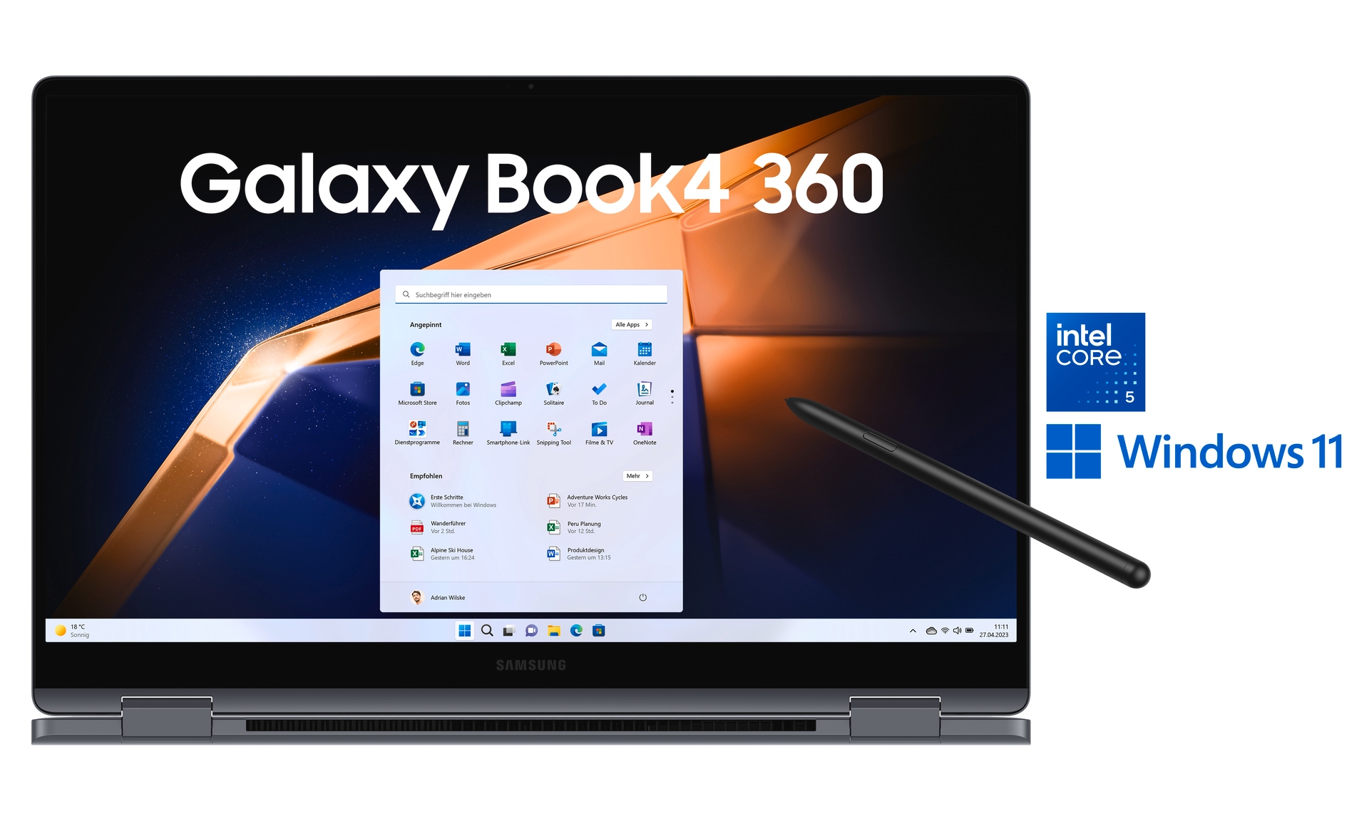 Samsung Convertible Notebook »NP750Q Galaxy Book4 360 15''«, 39,6 cm, / 15,6 Zoll, Intel, Core 5, 512 GB SSD, Intel Core 5 120U Prozessor, 16 GB + 512 GB