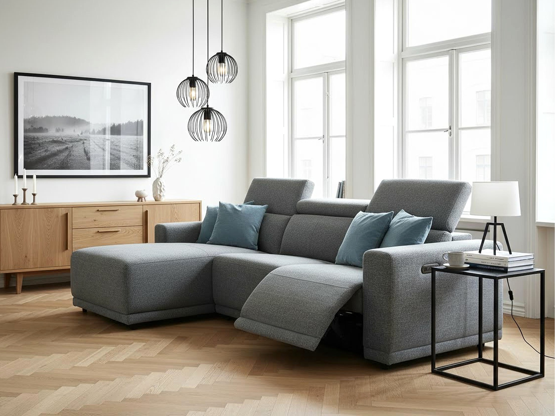 OTTO home Ecksofa "LEOO" mit USB A/C-Anschluss. Federkern, verstellbaren Kopfstützen, Webstoff