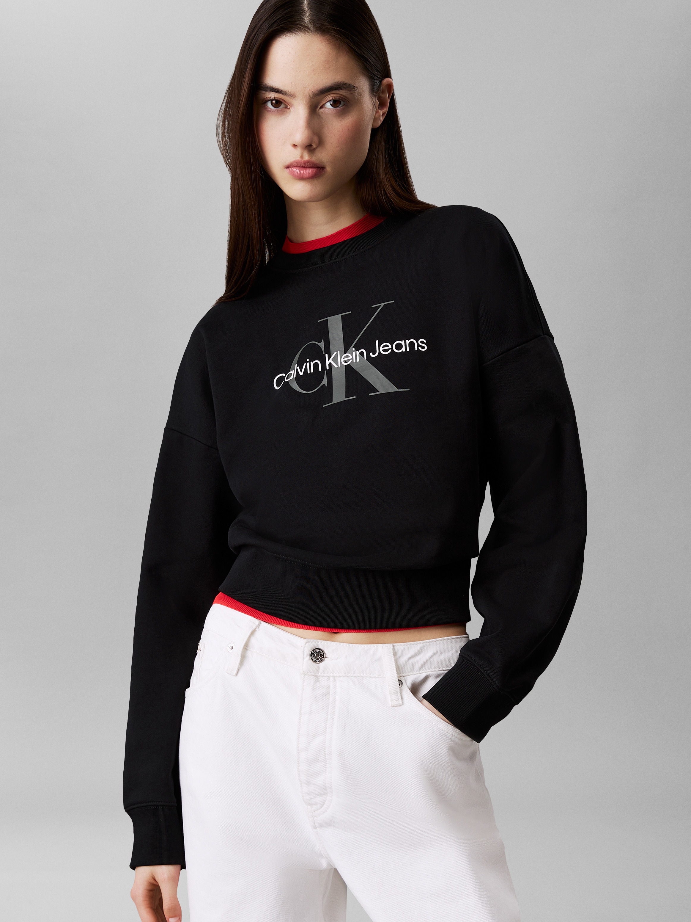 Calvin Klein Jeans Sweatshirt "LS MNLG FRNCH TRRY R" Mit Rundhalsausschnitt günstig online kaufen