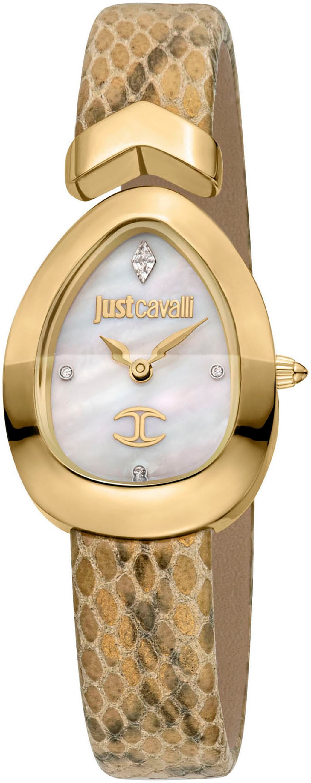 Just Cavalli Time Quarzuhr »Signature Snake«, Armbanduhr, Damenuhr, Kristallsteine