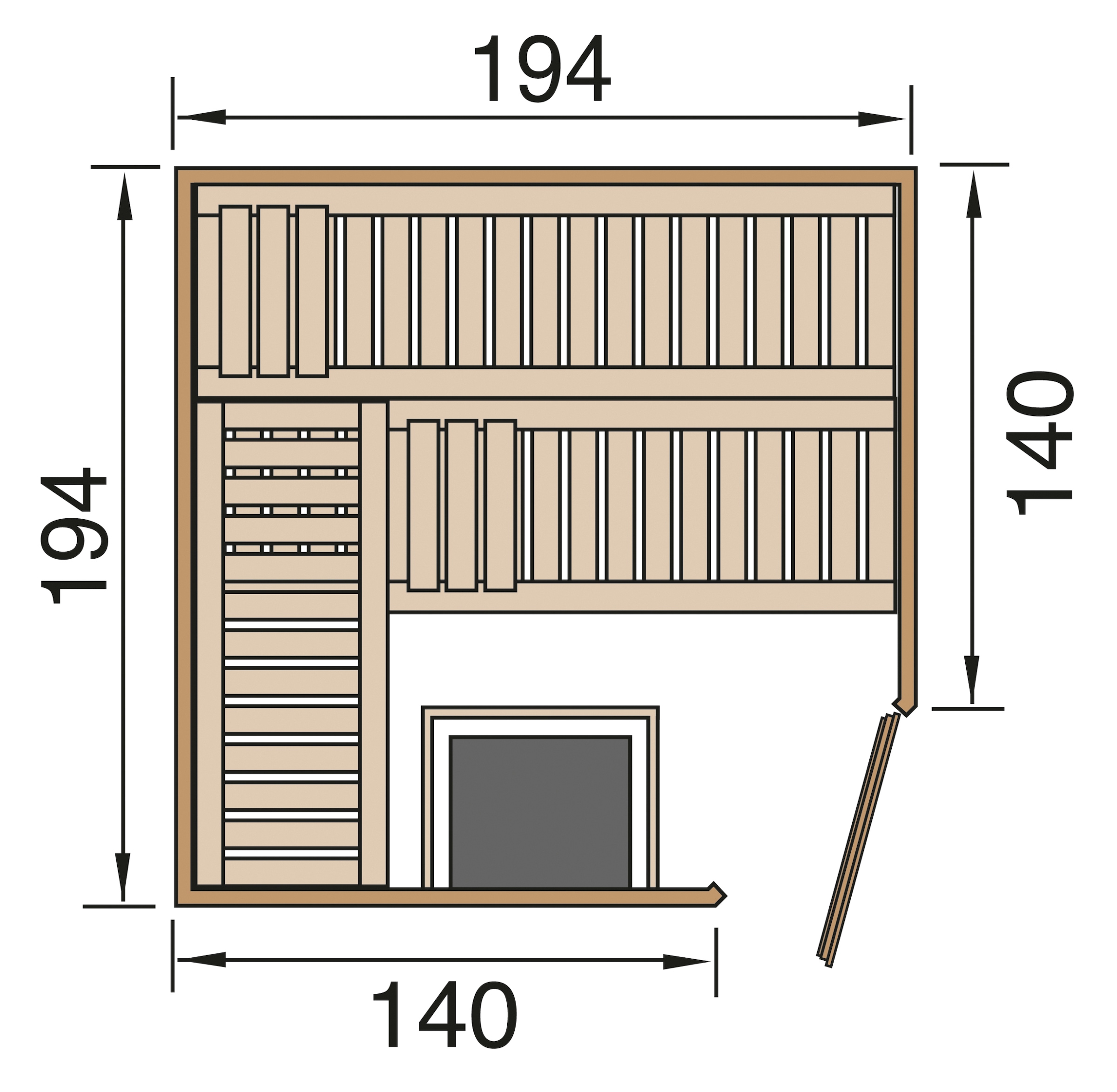 weka Sauna »Varberg 3«, 7,5 kW Bio-Ofen mit ext. Steuerung