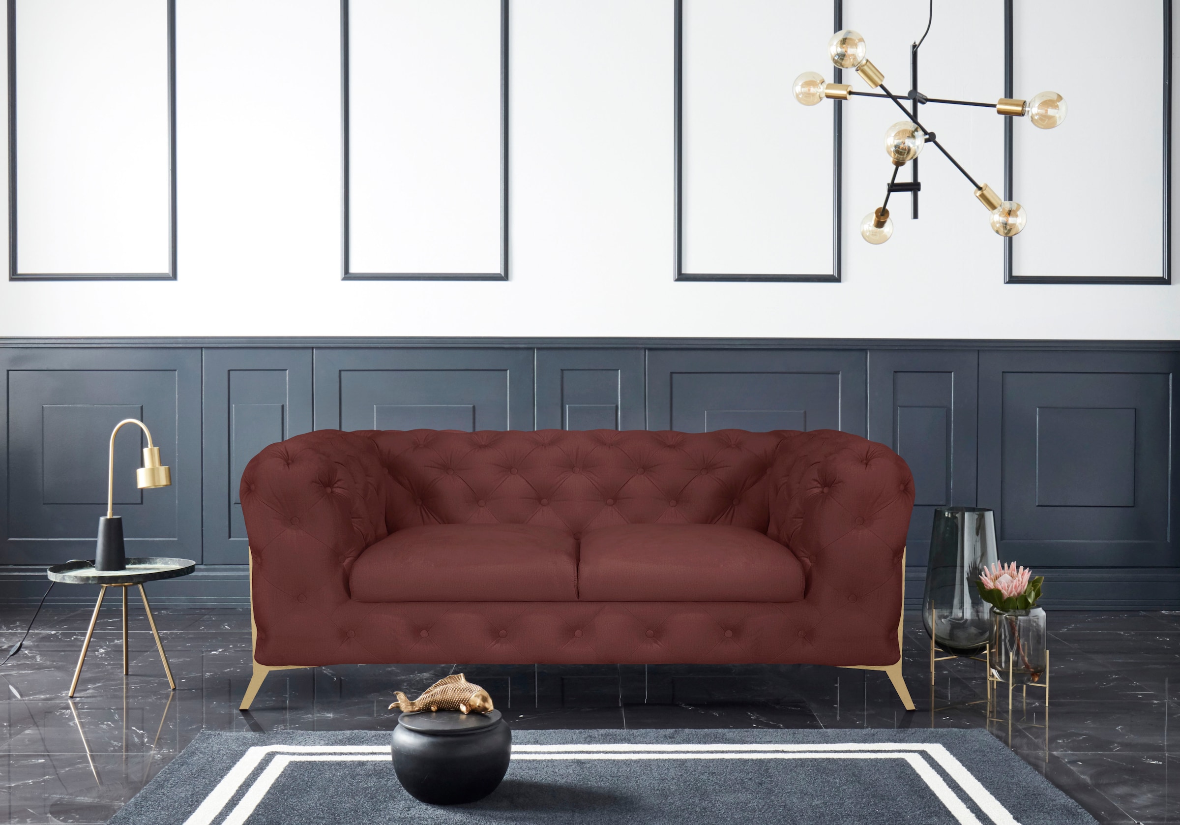Leonique Chesterfield-Sofa »Amaury«, aufwändige Knopfheftung, moderne Chesterfield Optik, Fußfarbe wählbar