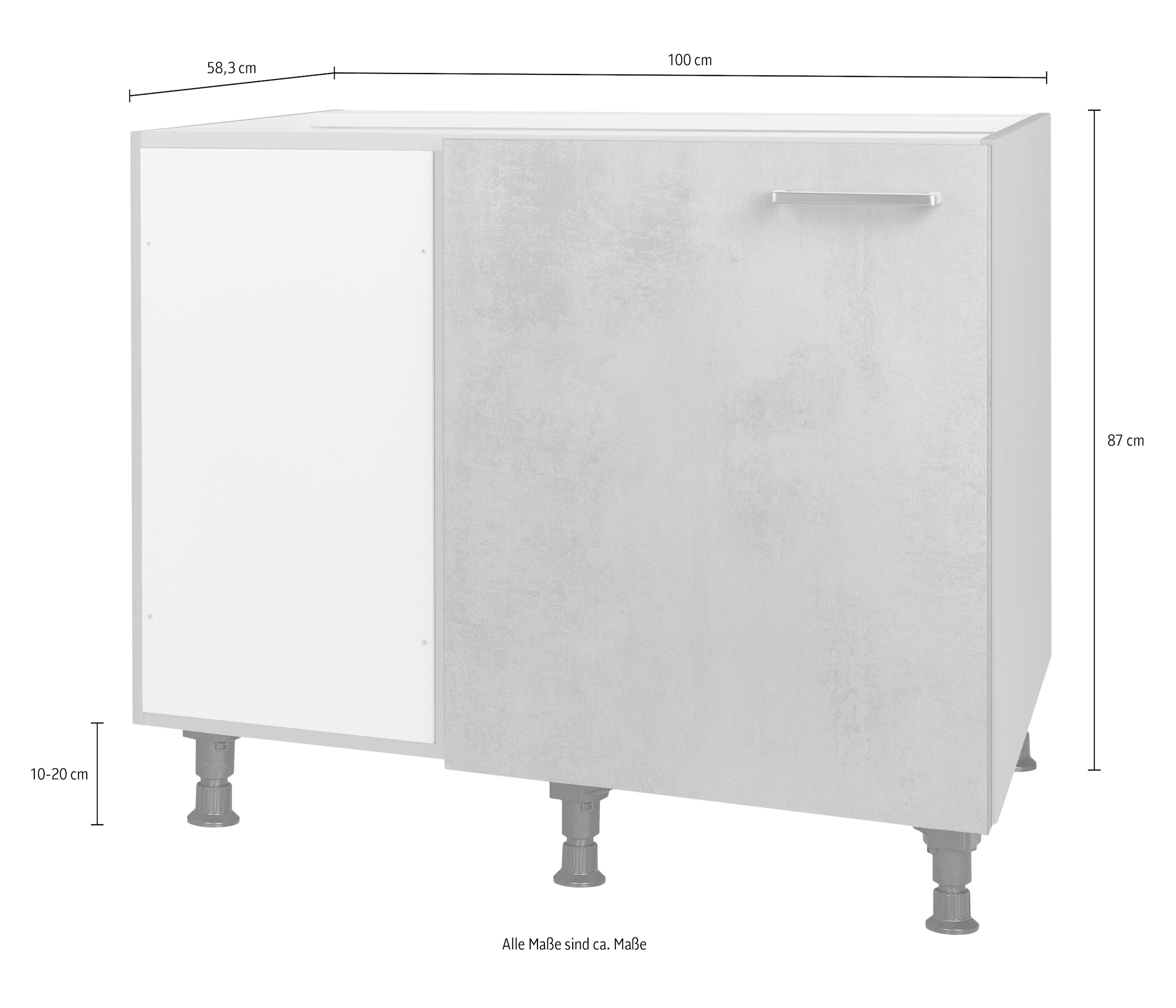 nobilia® Eckunterschrank »"Riva", vormontiert« mit höhenverstellbaren Sockelfüßen, Breite 100 cm
