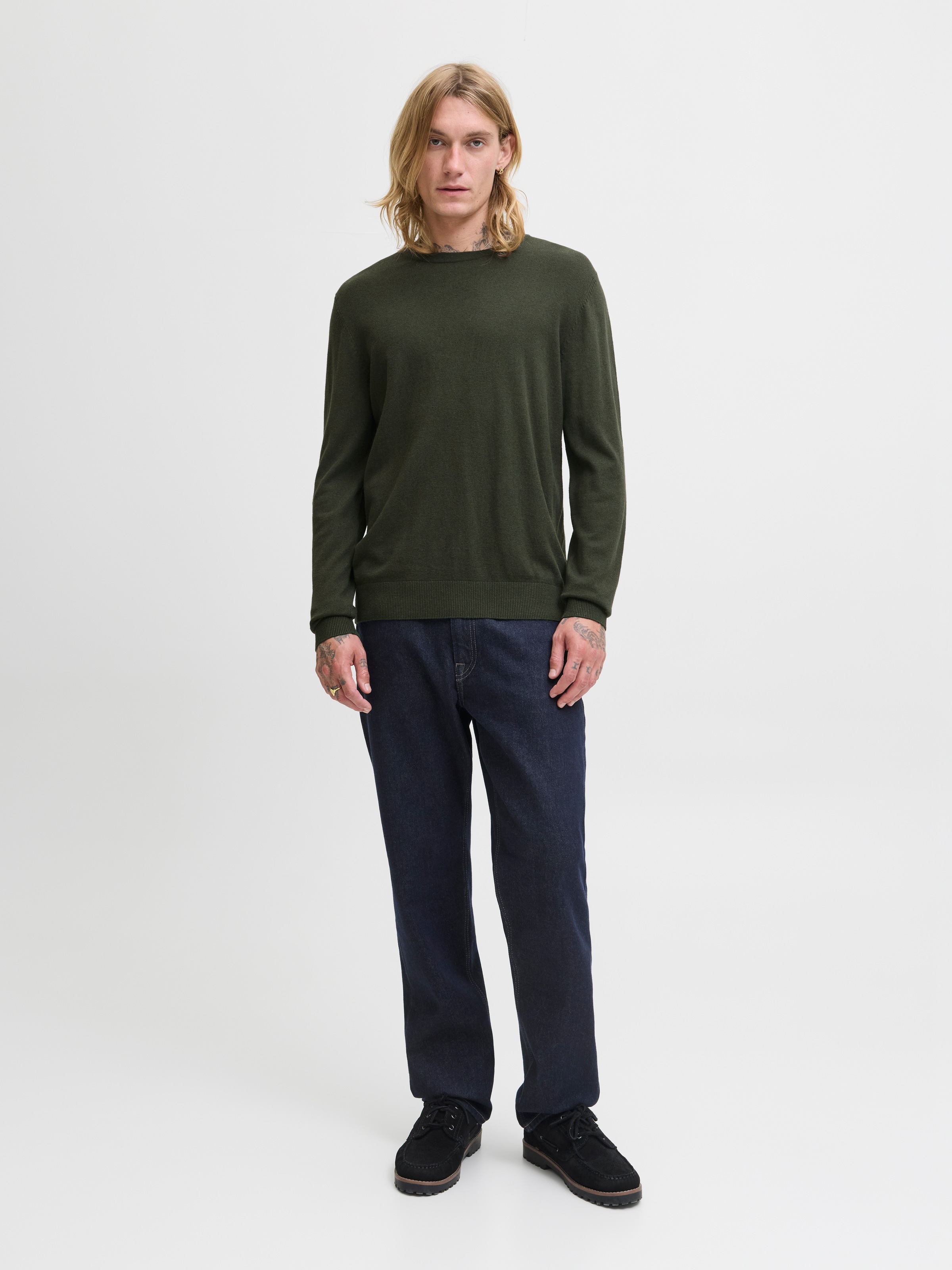 Jack & Jones Rundhalspullover »JJEEMIL KNIT CREW NECK NOOS« Baumwollmischung, regular fit