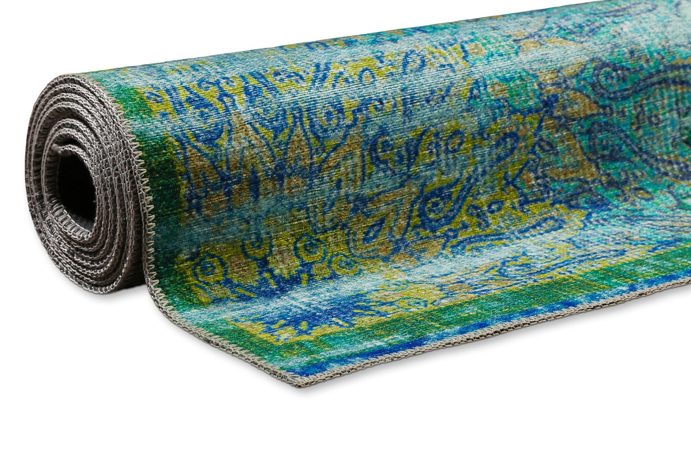 Teppich WECON HOME "Rooftop", grün, B:240cm H:6mm L:340cm, Baumwolle, Teppiche, Teppich, Vintage, Baumwolle, Kurzflor, Wohnzimmer, Schlafzimmer, Orient 2