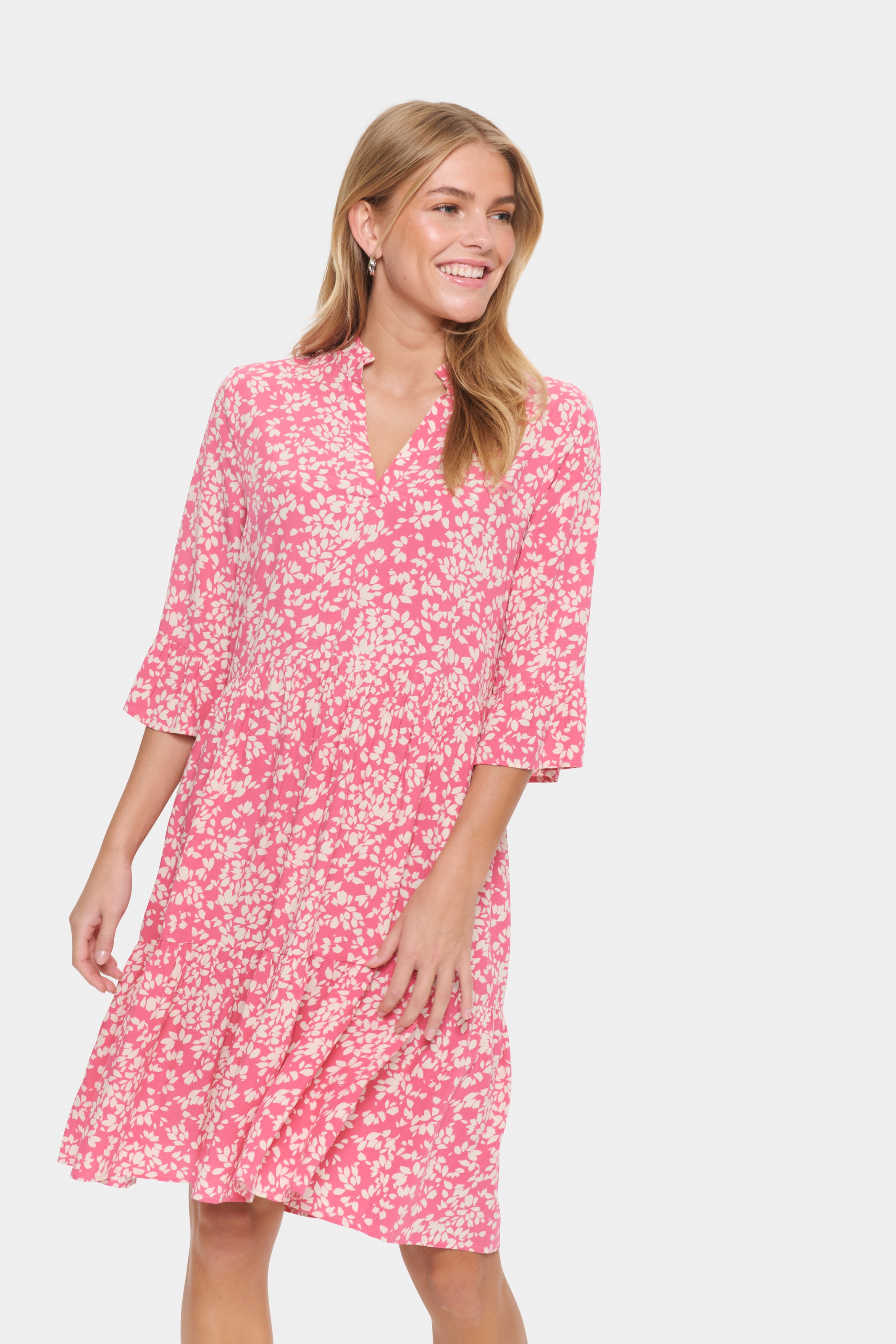 Saint Tropez Blusenkleid "EdaSZ Dress" Sommerkleid, Tunikakleid mit Volant günstig online kaufen