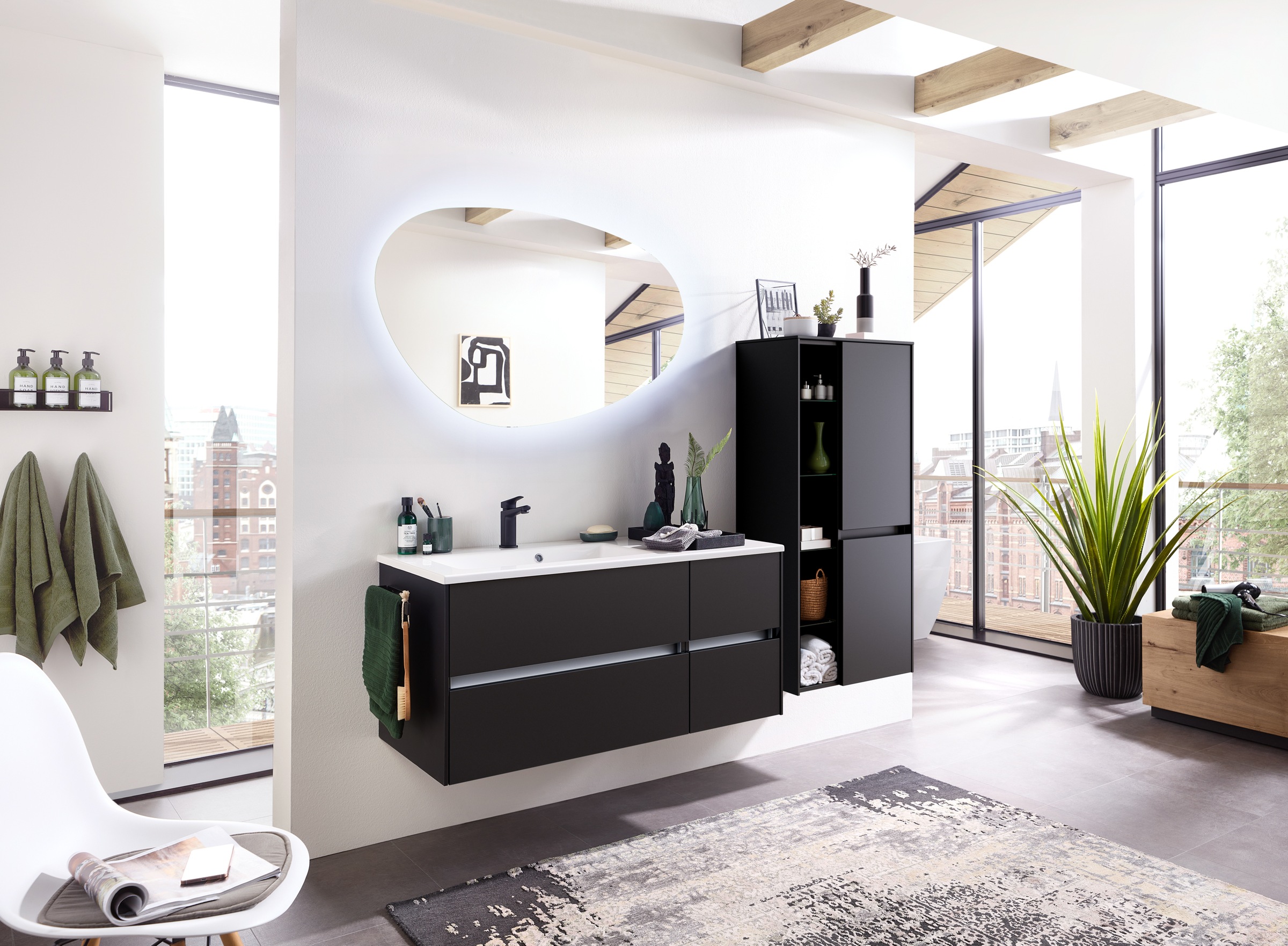 Saphir Badmöbel-Set "Badmöbel-Set Serie 6010 Solid-Surface-Waschtisch mit U günstig online kaufen