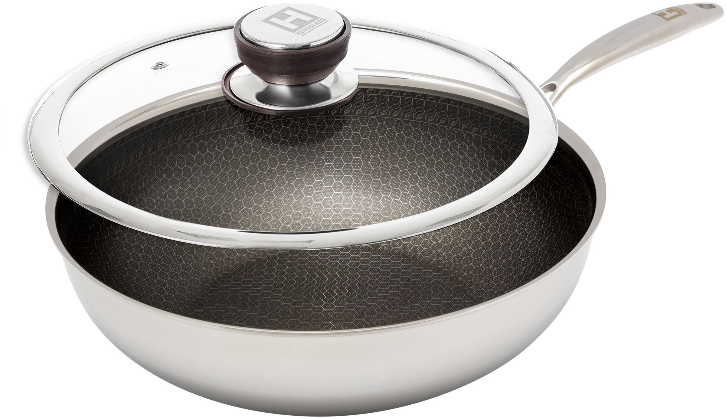 HENSSLERS Wok "HENSSLERS Edelstahl Wok inkl. Glasdeckel, Ø 28 cm" Edelstahl günstig online kaufen