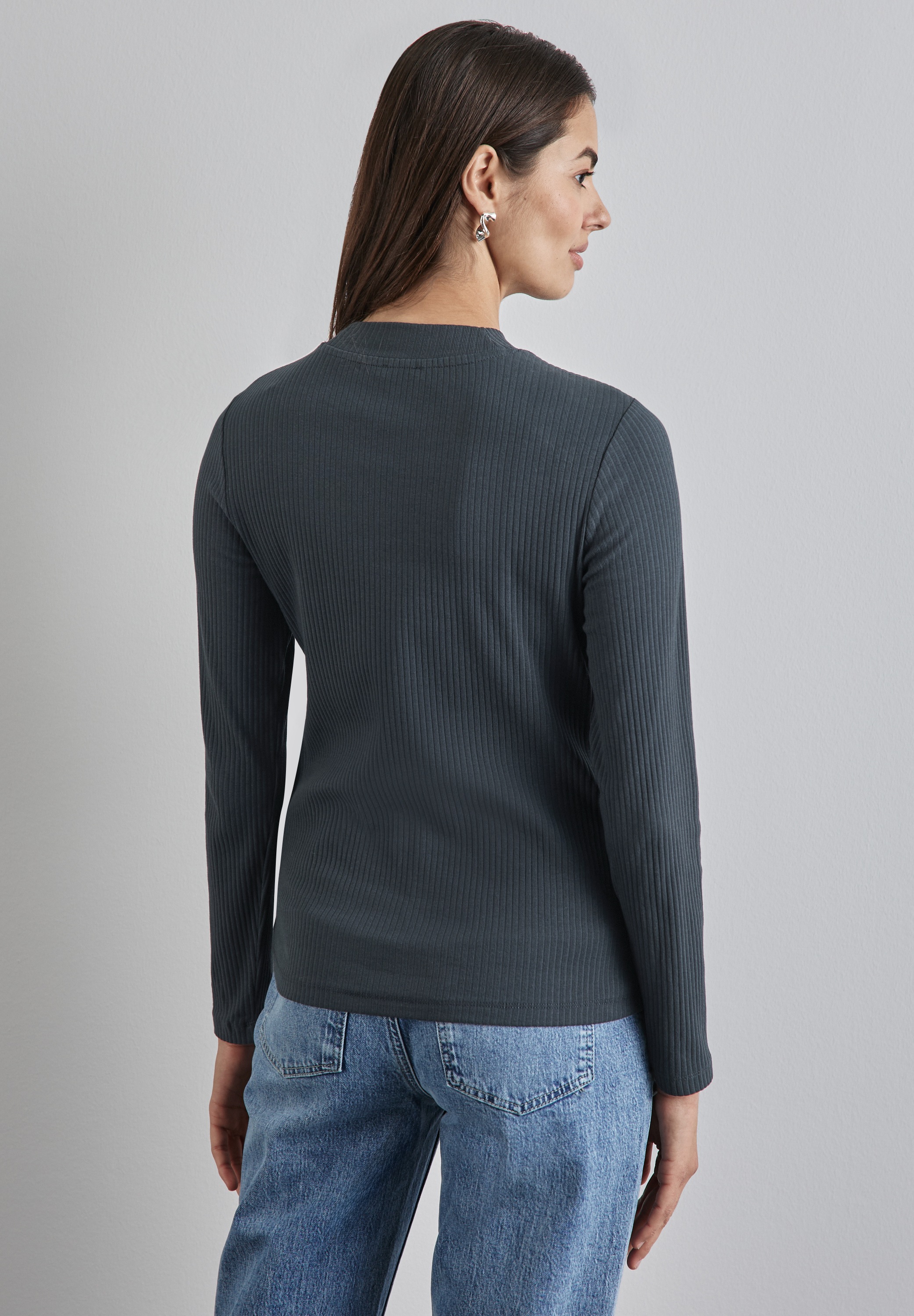 STREET ONE Langarmshirt, aus Baumwolle mit Stretchante