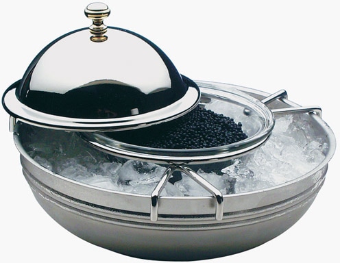Schale, aus Edelstahl, für Kaviar